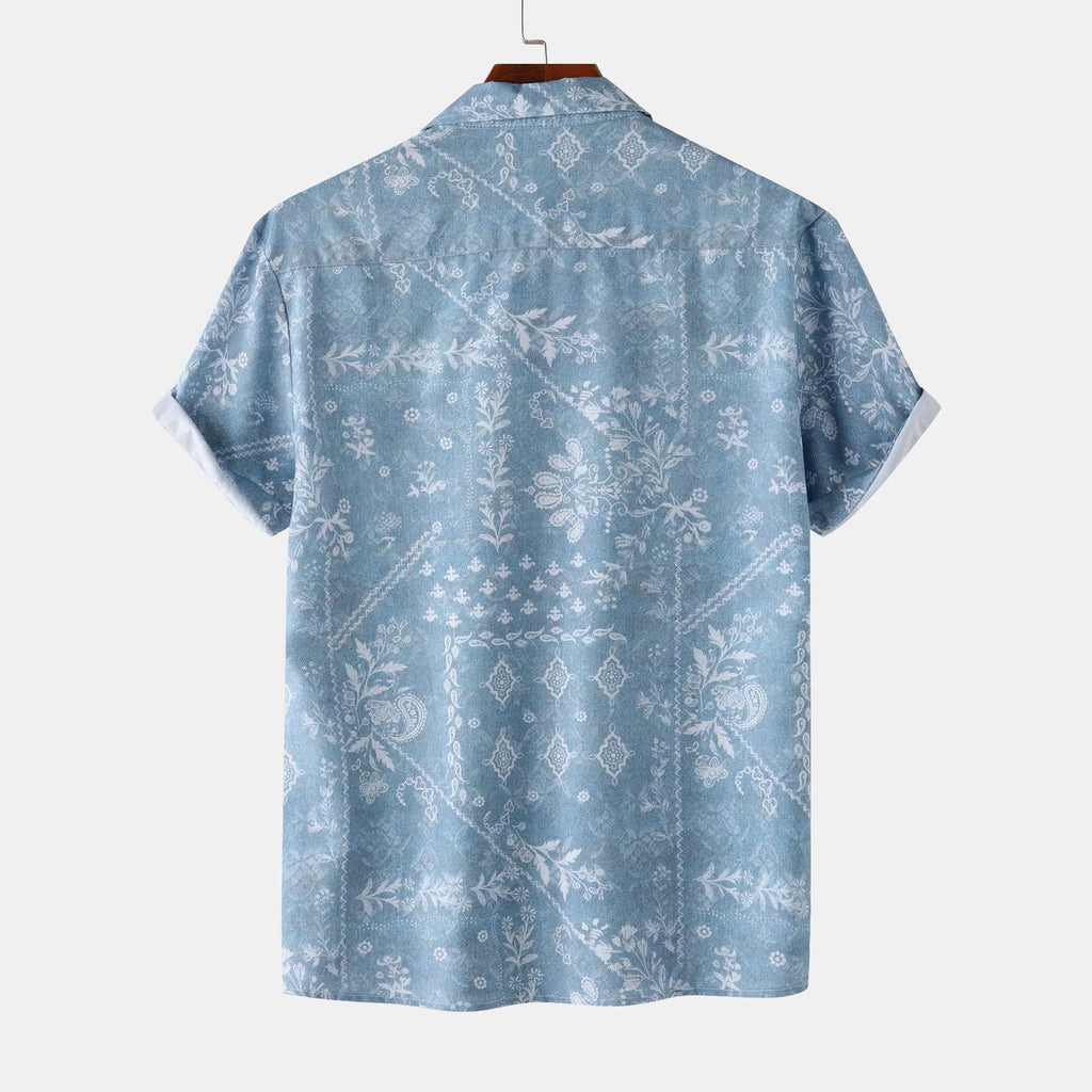 Men's Printed Short Sleeve Button-Up Shirt