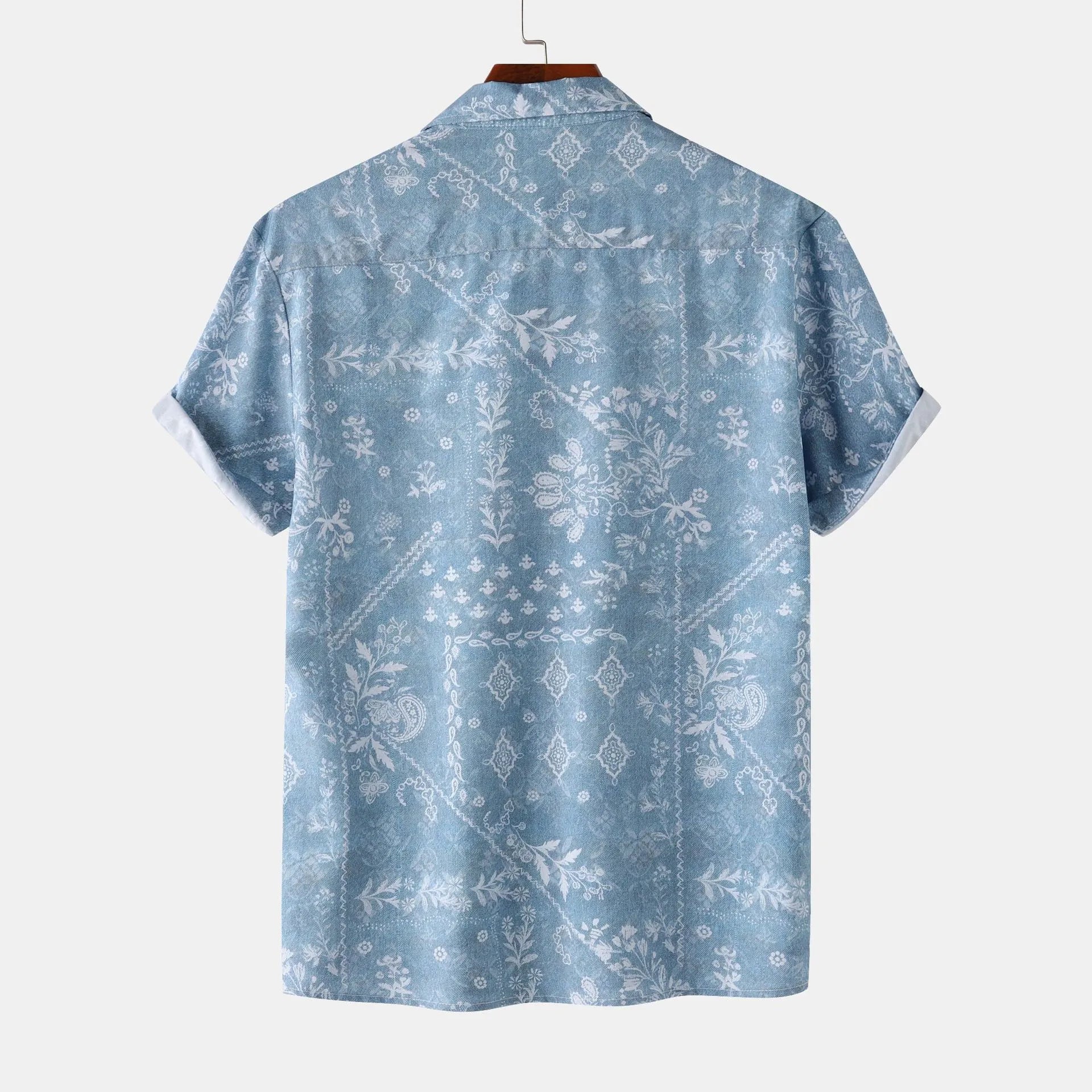 Men's Printed Short Sleeve Button-Up Shirt