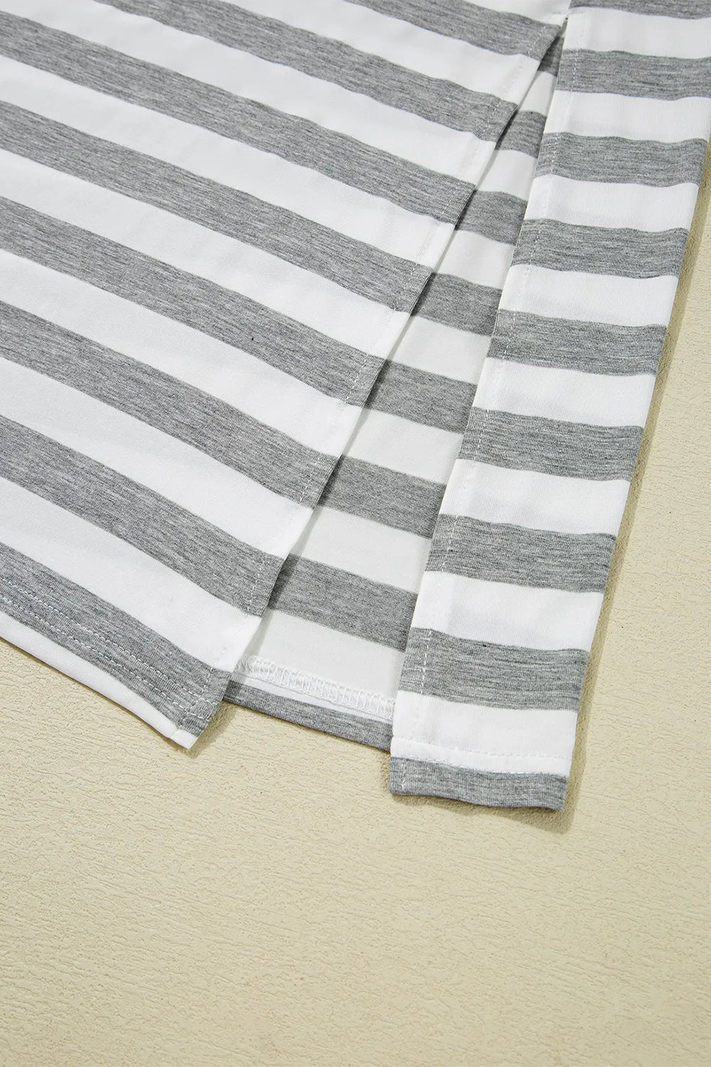 Casual Striped V-Neck Midi T-Shirt Dress