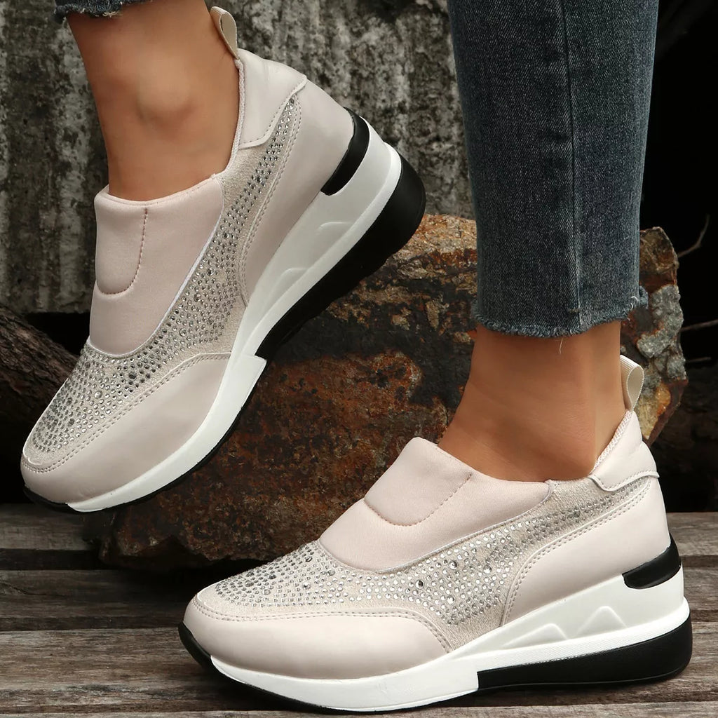 Rhinestone Embellished Wedge Sneakers