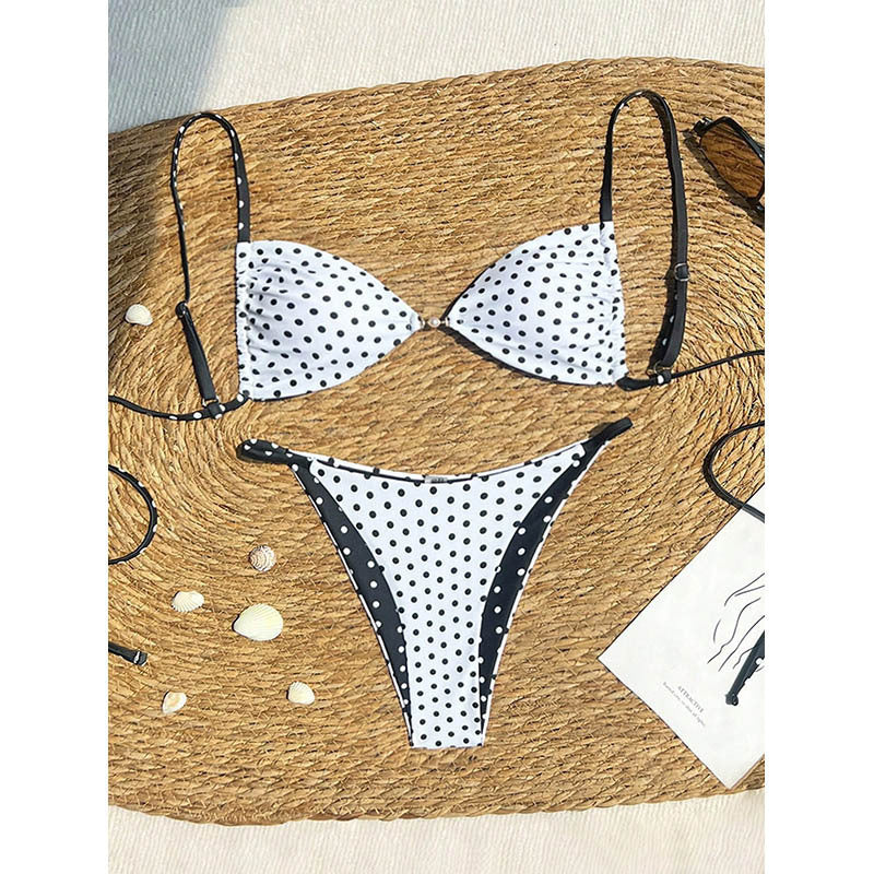Polka dot Tie-up Bikini Swimwear