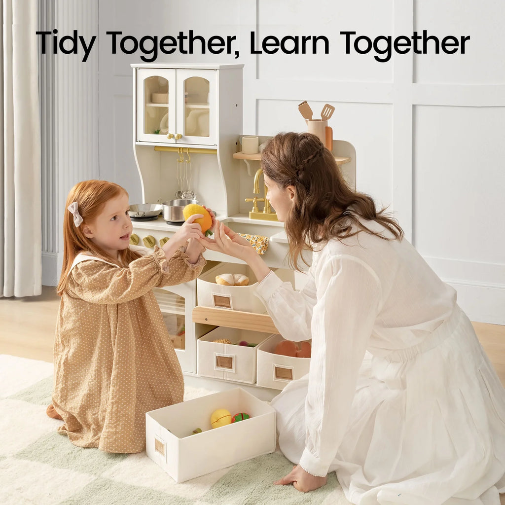 Tiny Land® Wooden Play Kitchen with Storage for Creative Toddlers