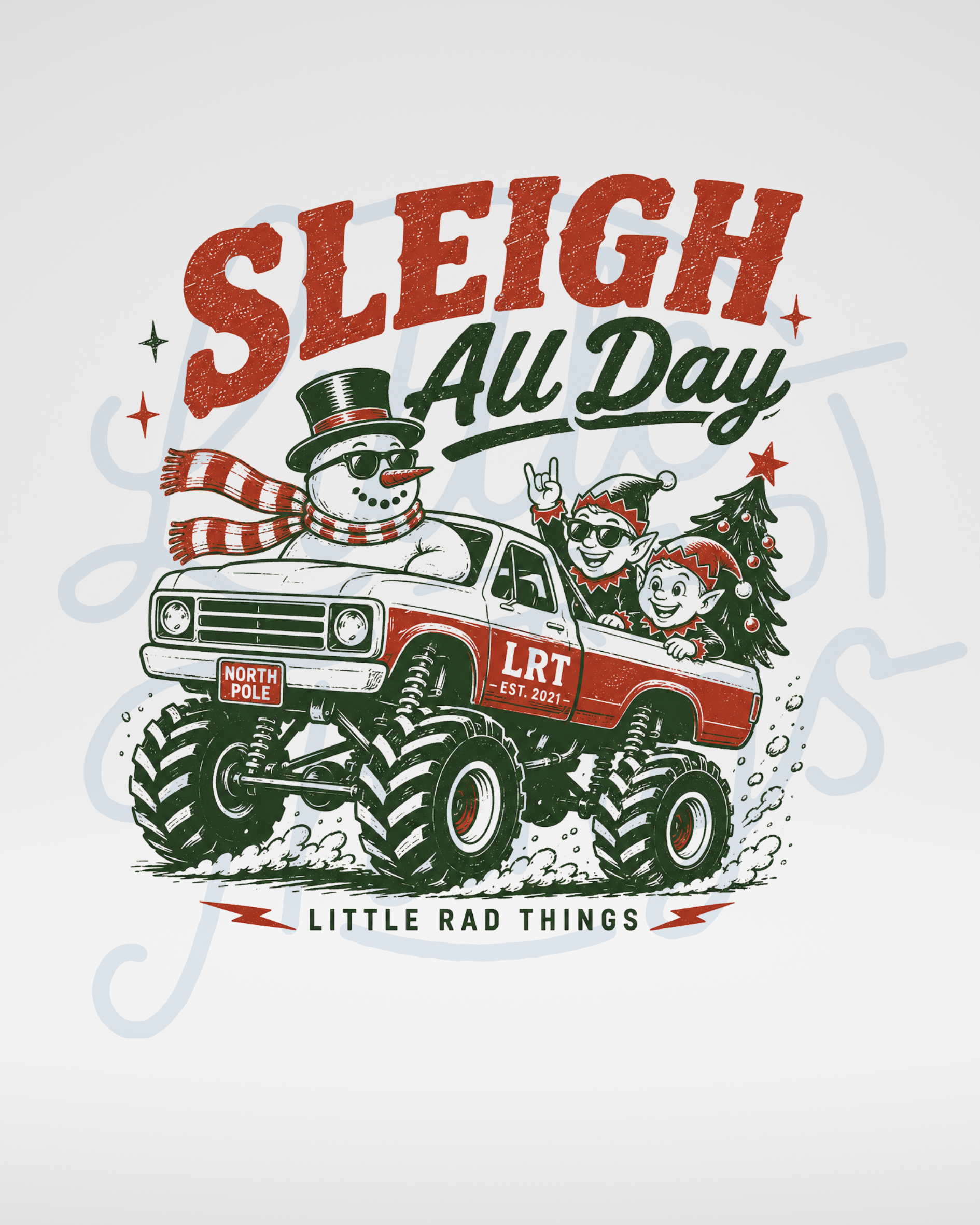 SLEIGH ALL DAY TODDLER CHRISTMAS MONSTER TRUCK TEE - BEIGE