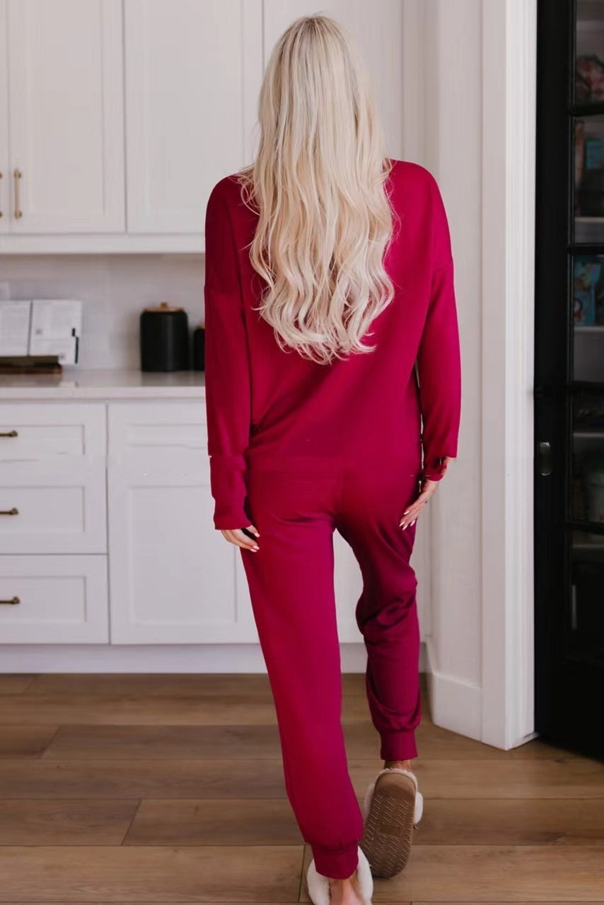 Women’s Christmas Sequin Two-Piece Set | Long Sleeve Top & Pants