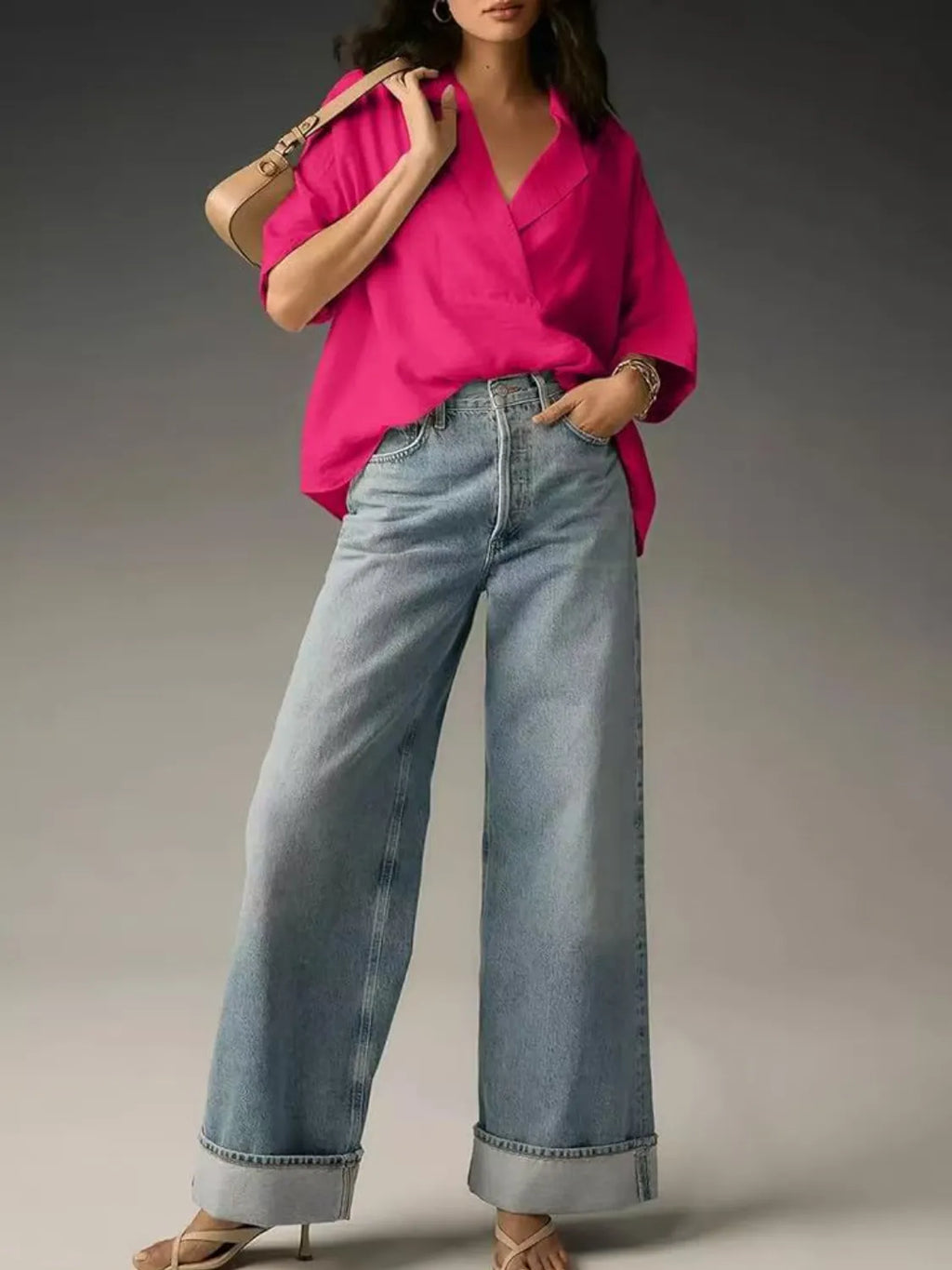 Collared Neck Half Sleeve Blouse