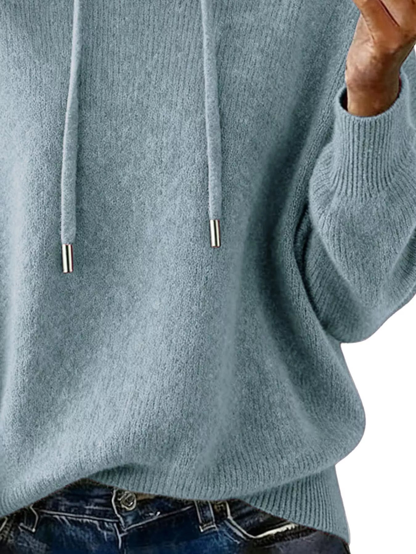Drawstring Long Sleeve Hooded Sweater