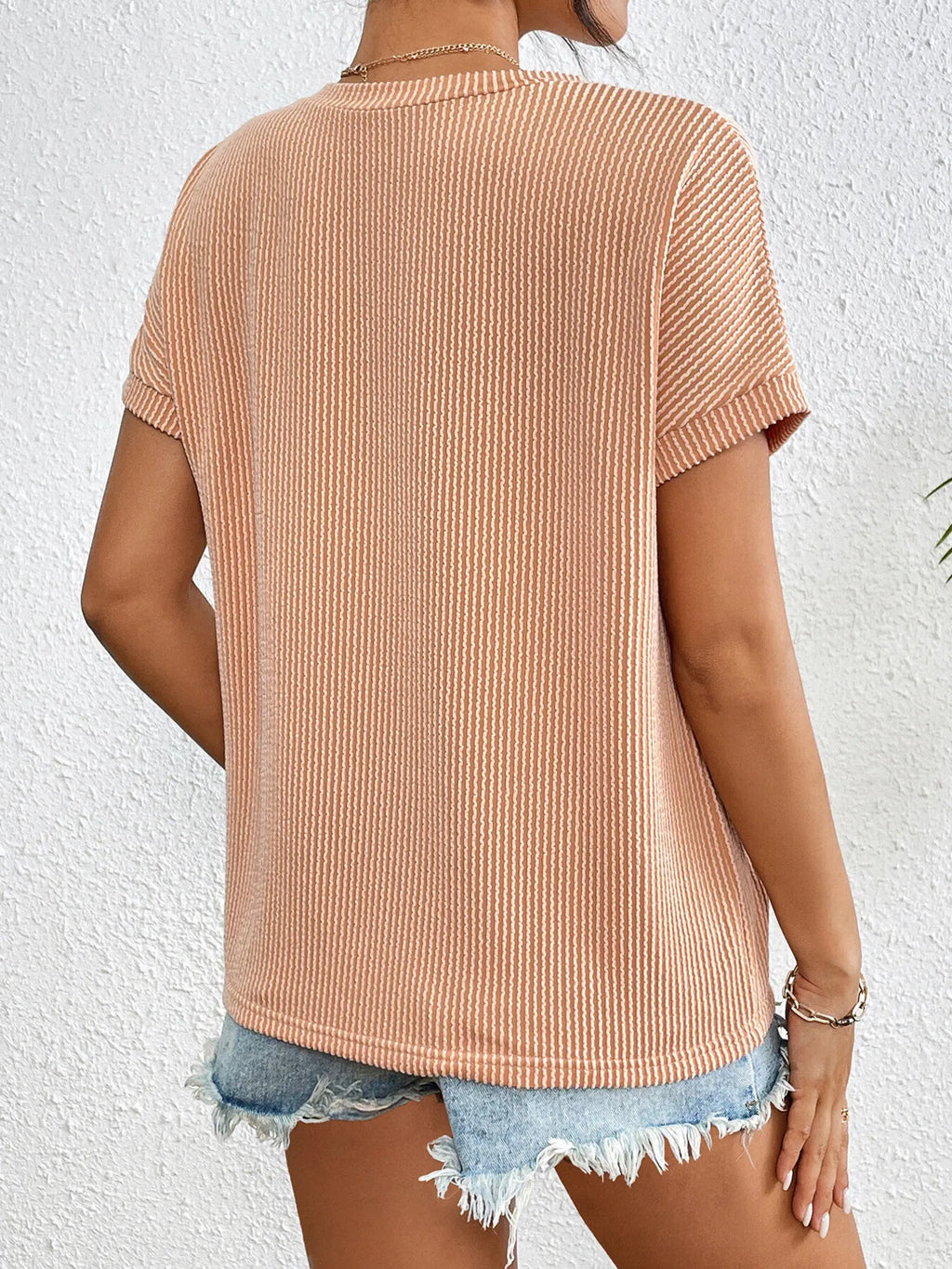 Ribbed Contrast Pocket T-Shirt