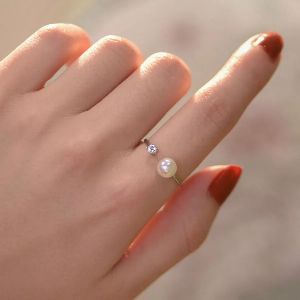 925 Sterling Silver Pearl Open Ring