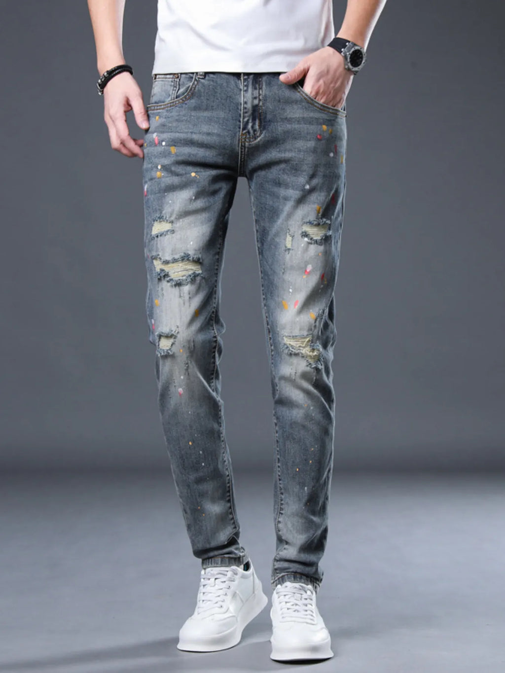 Men's Distressed Slim Fit Jeans