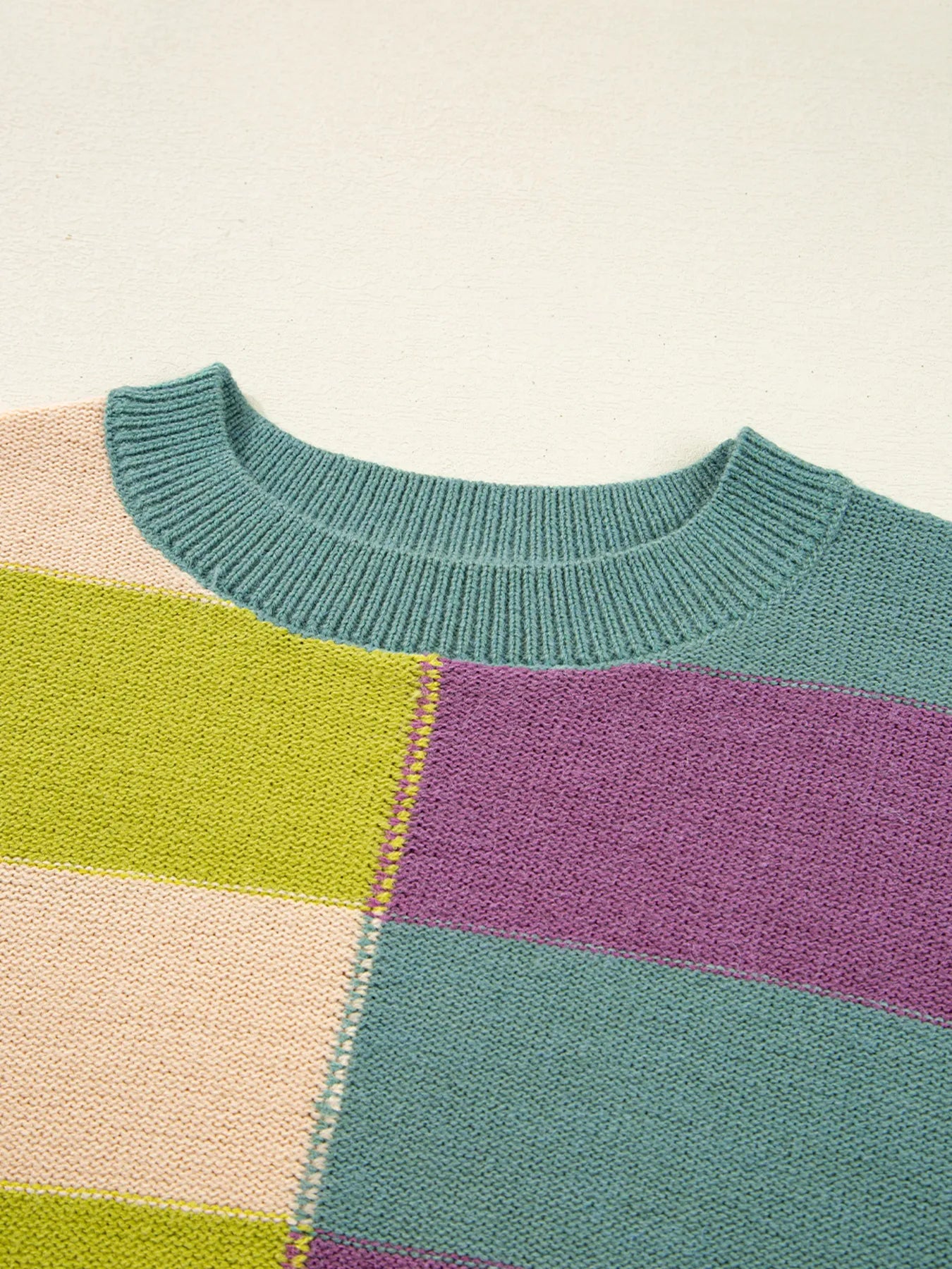 Stripe Drop Shoulder Ribbed Edge Sweater