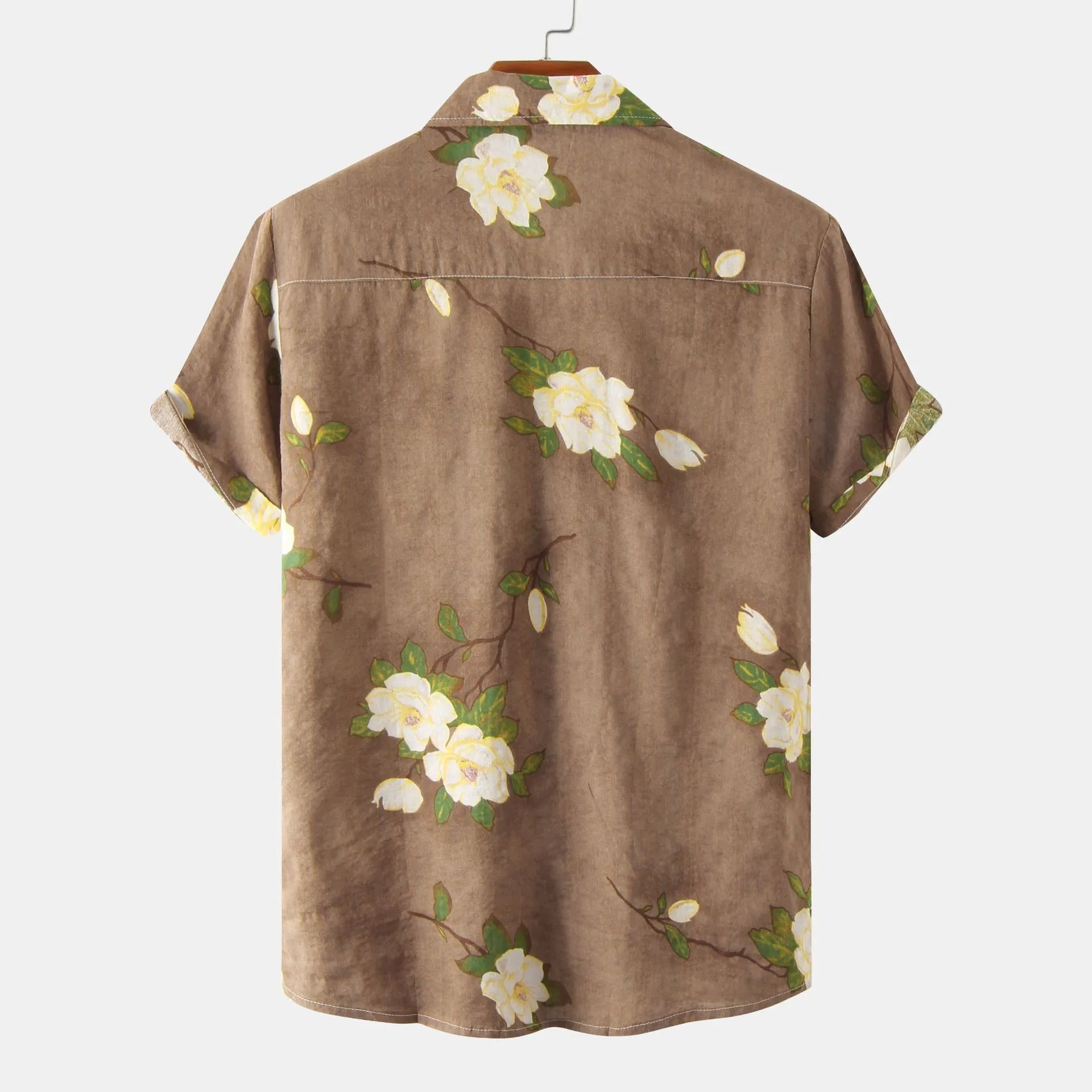 Men's Plus Size Floral Print Short Sleeve Button Down Shirt