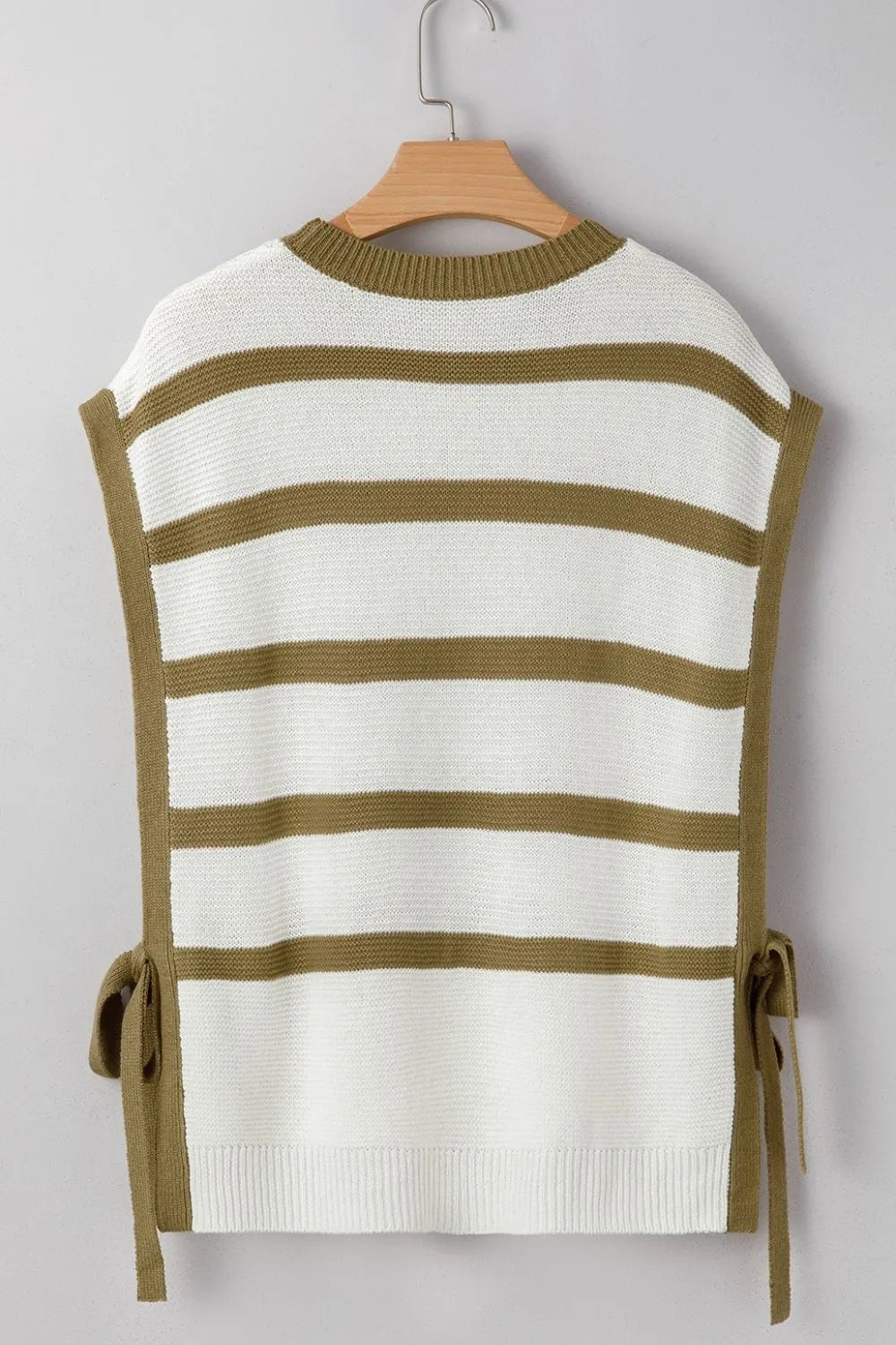 Stripe Tie Open Side Sweater Knitted Top