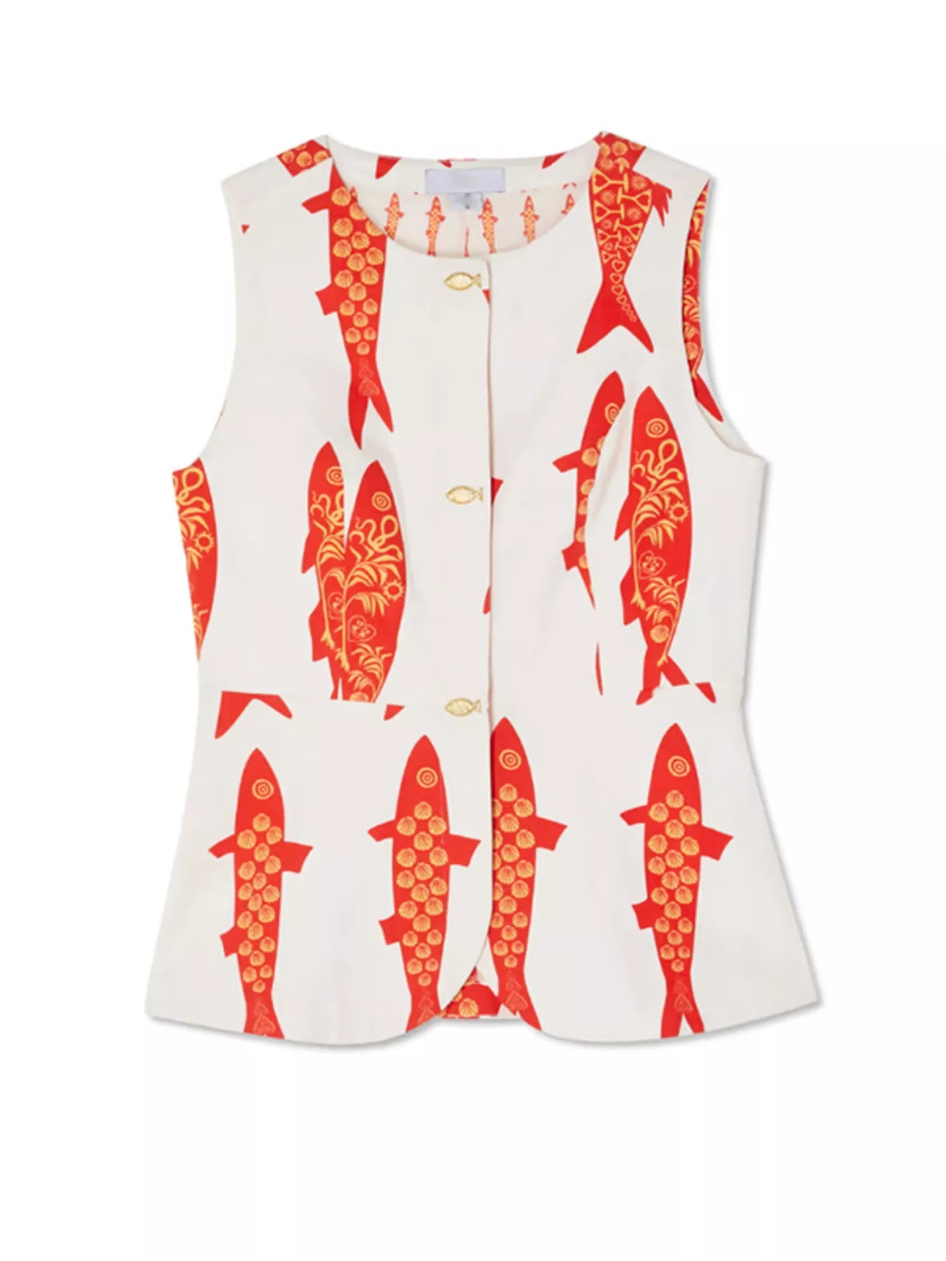 Fish Print Sleeveless Top and Pants Set