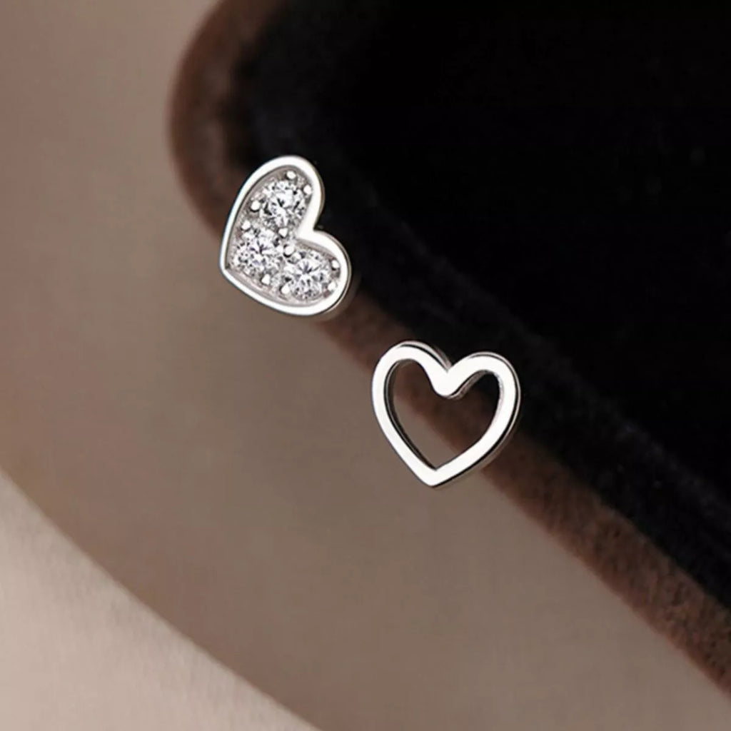 925 Sterling Silver Heart Stud Earrings