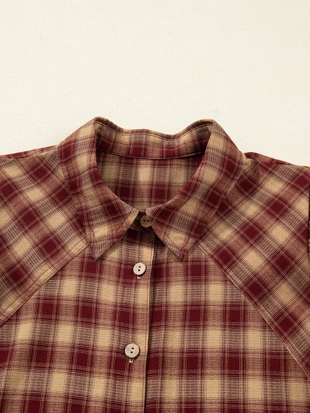 Plaid Print Ruffled Long Sleeve Patchwork Hem Mini Shirt Dress