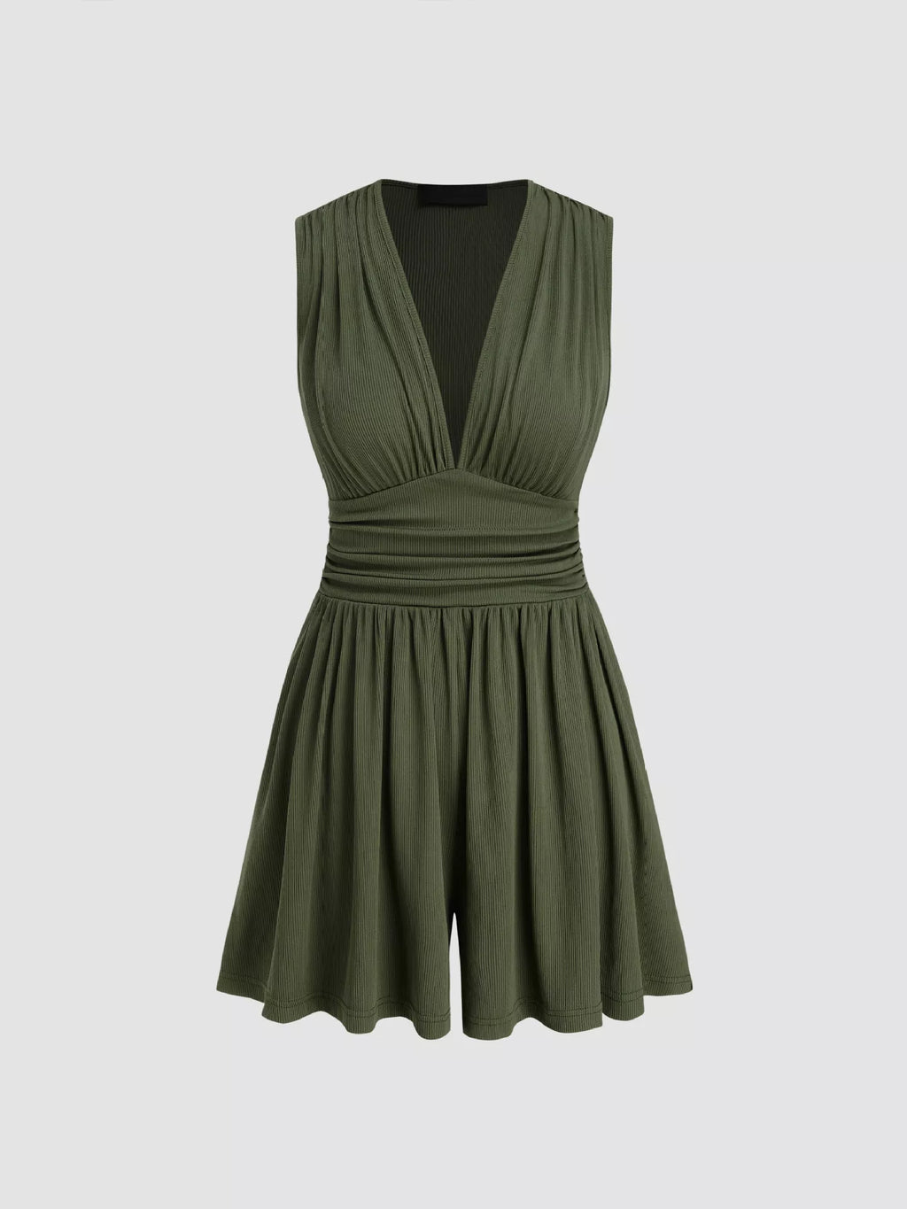 Deep V-Neck Ruched Sleeveless Romper