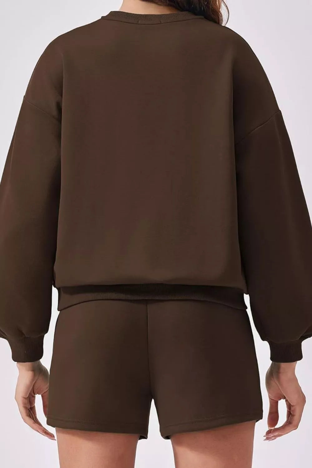 Round Neck Sweatshirt and Shorts Set
