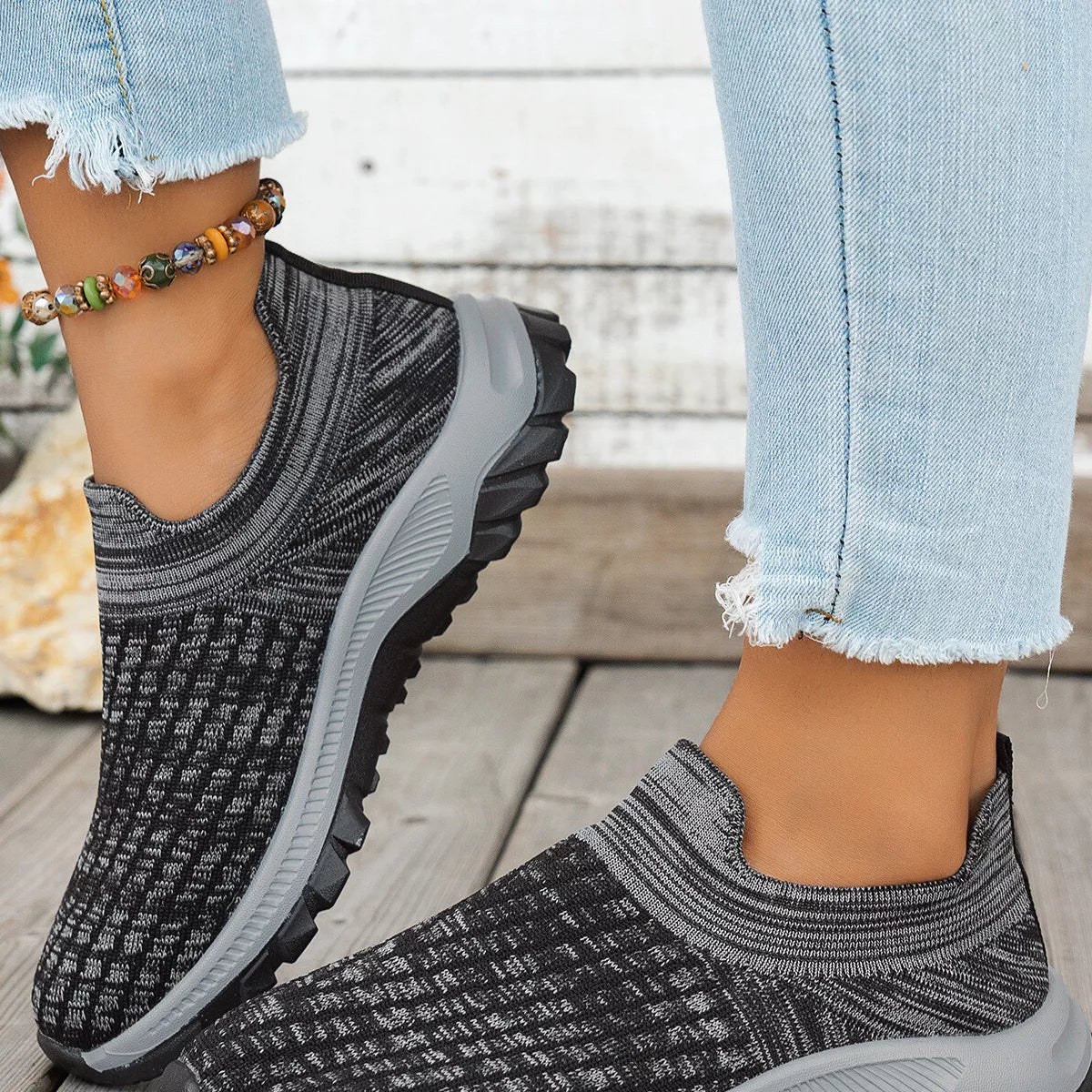 Round Toe Mesh Slip-Ons