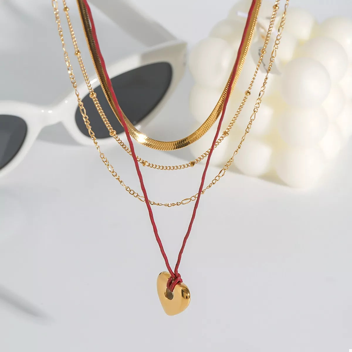 Stainless Steel Four-Layered Heart Necklace