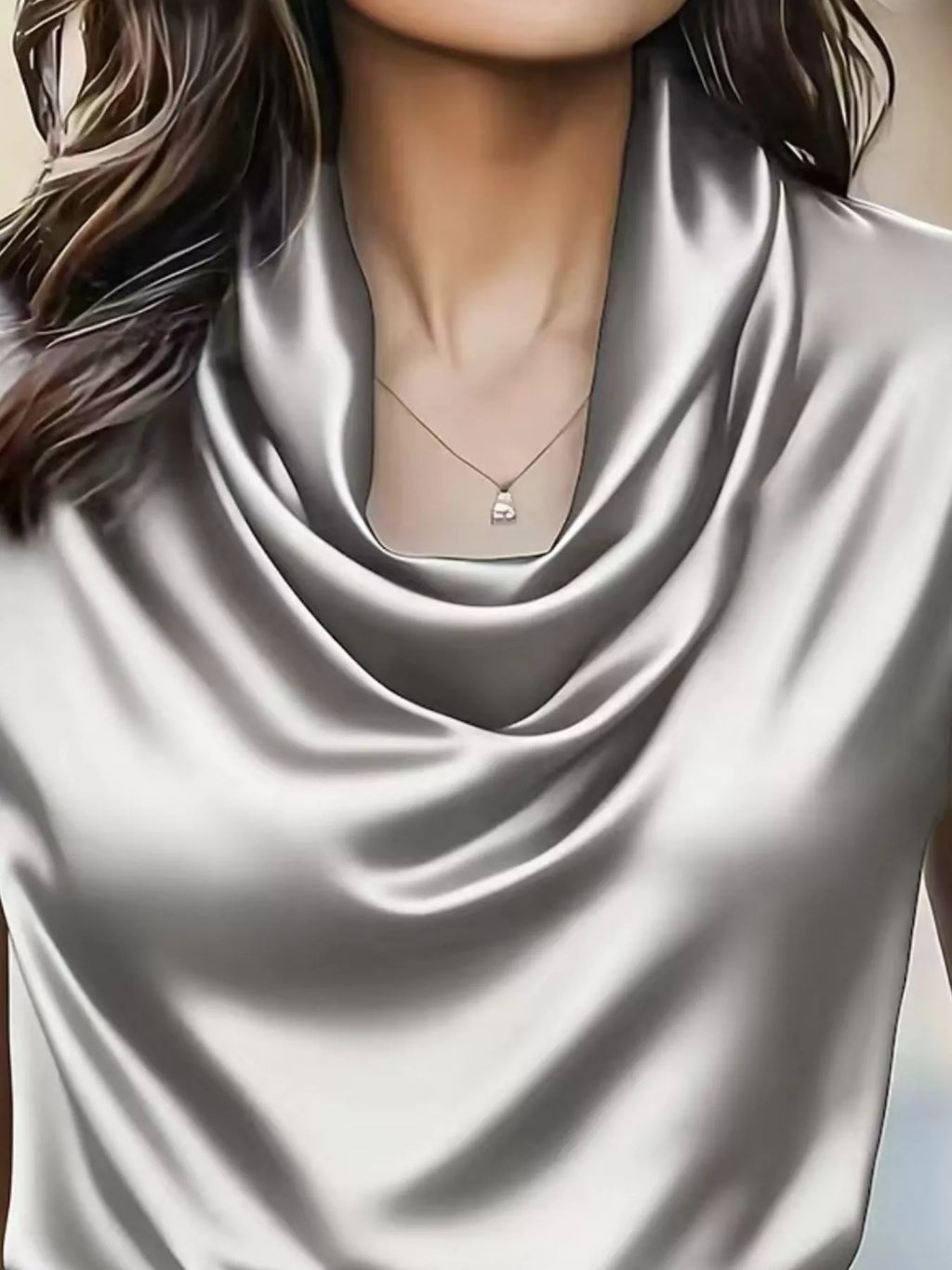 Satin Cowl Neck Blouse