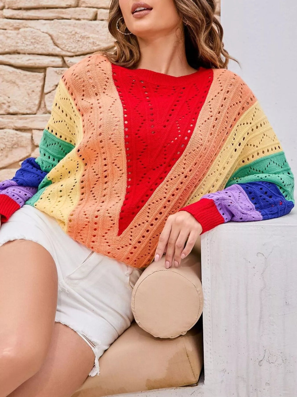 Color Block Openwork Sweater