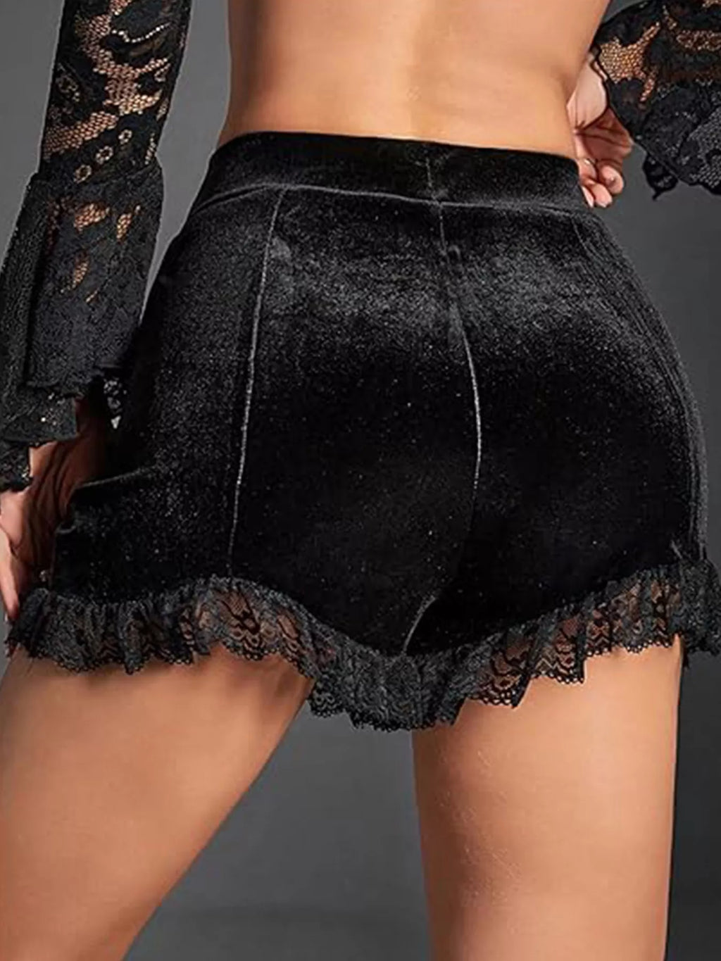 Ruched Lace Trim Shorts