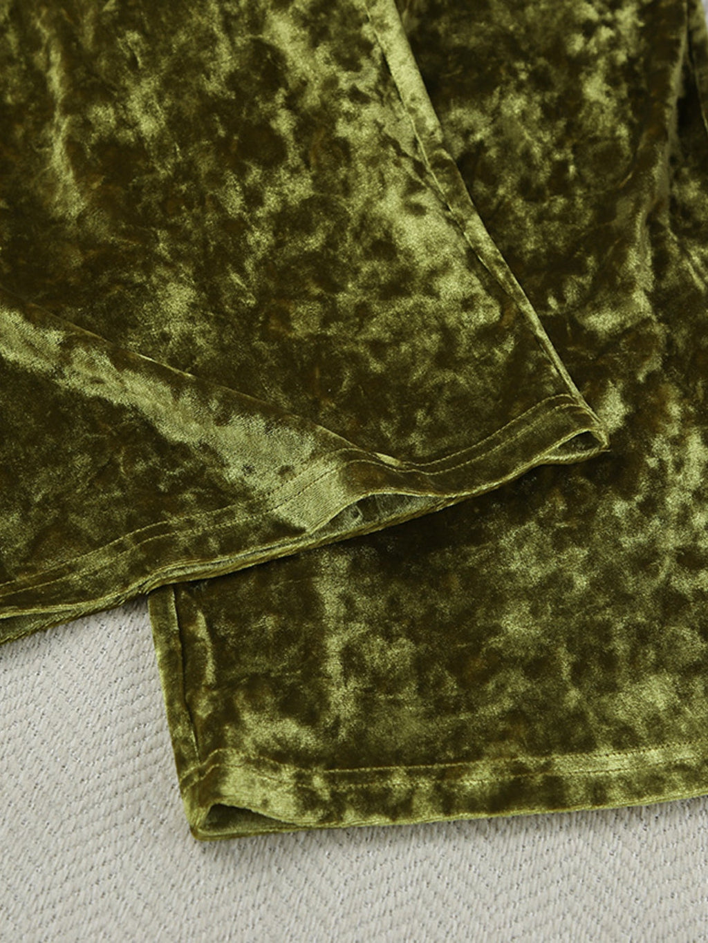 Velvet Tie Waist Top and Pants Set