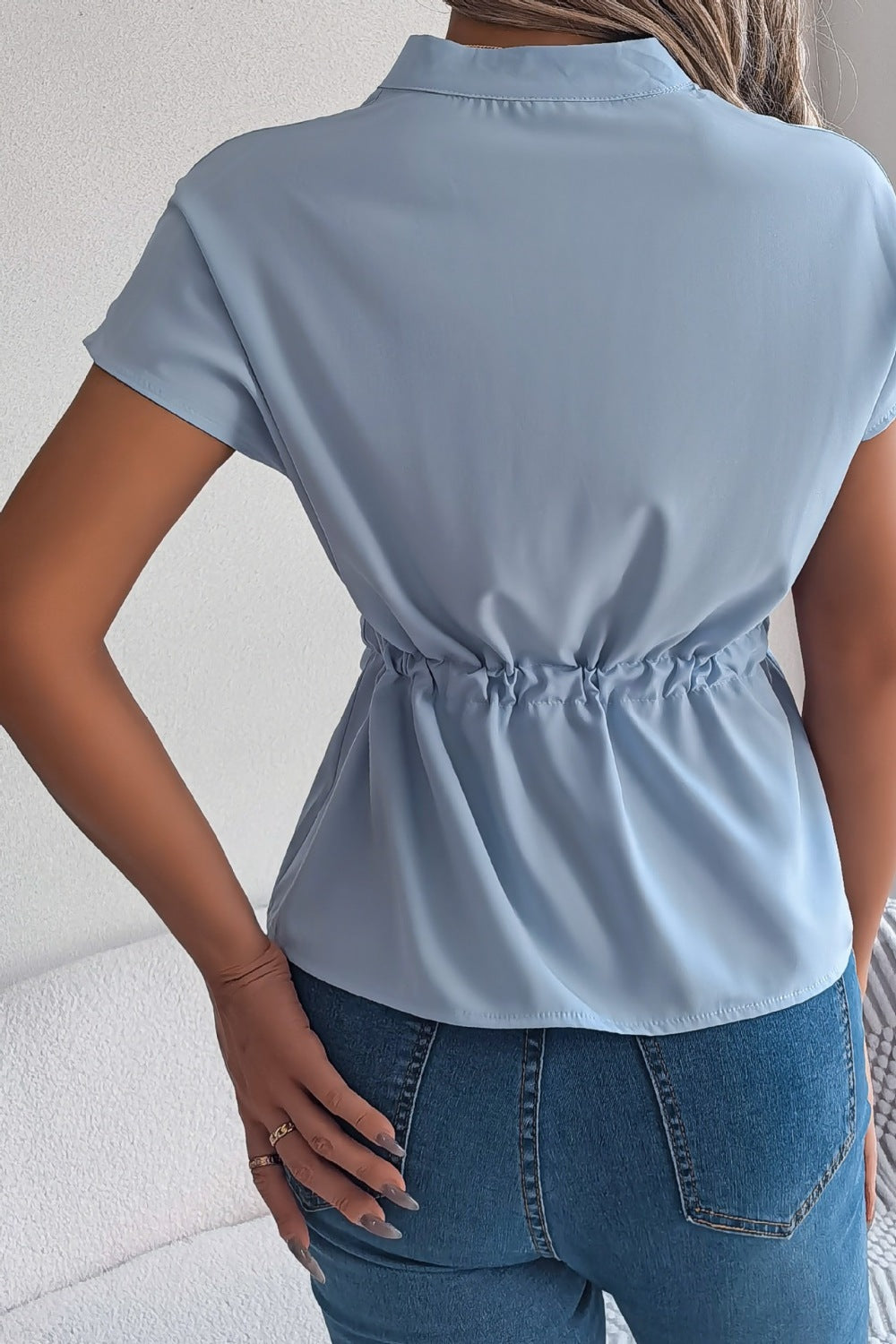 Tie Waist Button-Down Shirt