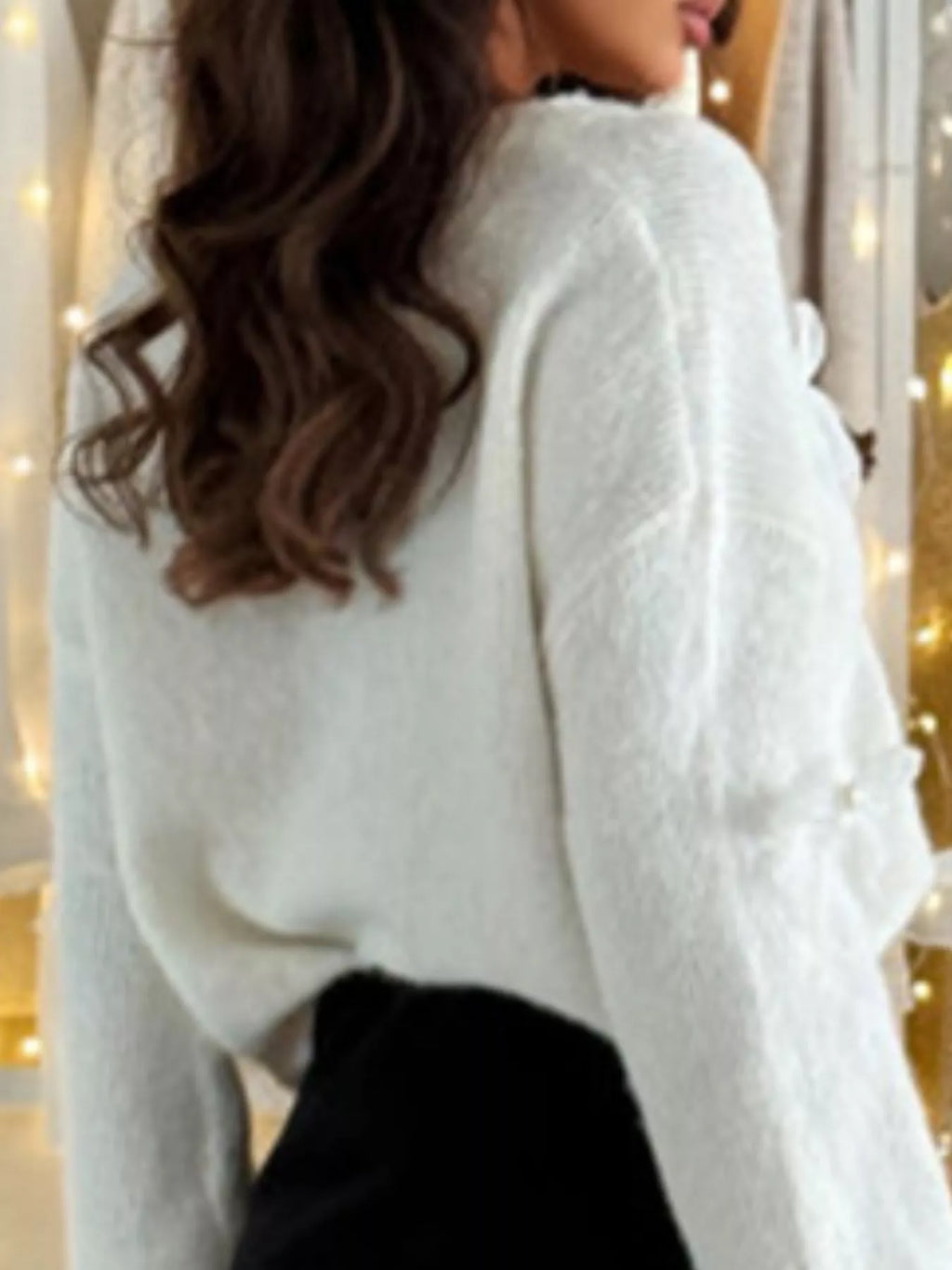 Bow-Decorated V-Neck Sweater