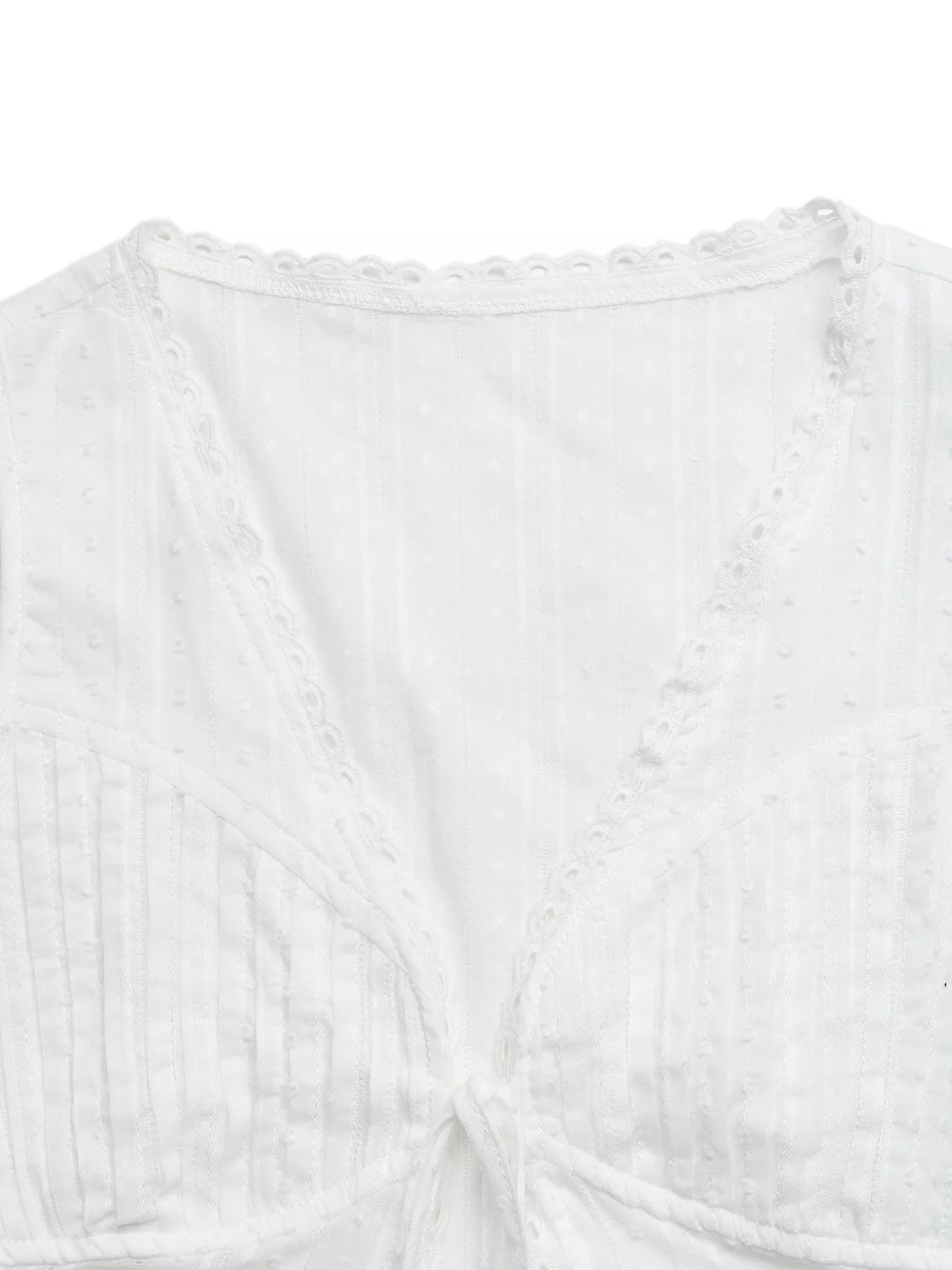 Lace Trim Tie Front Sleeveless Shirt