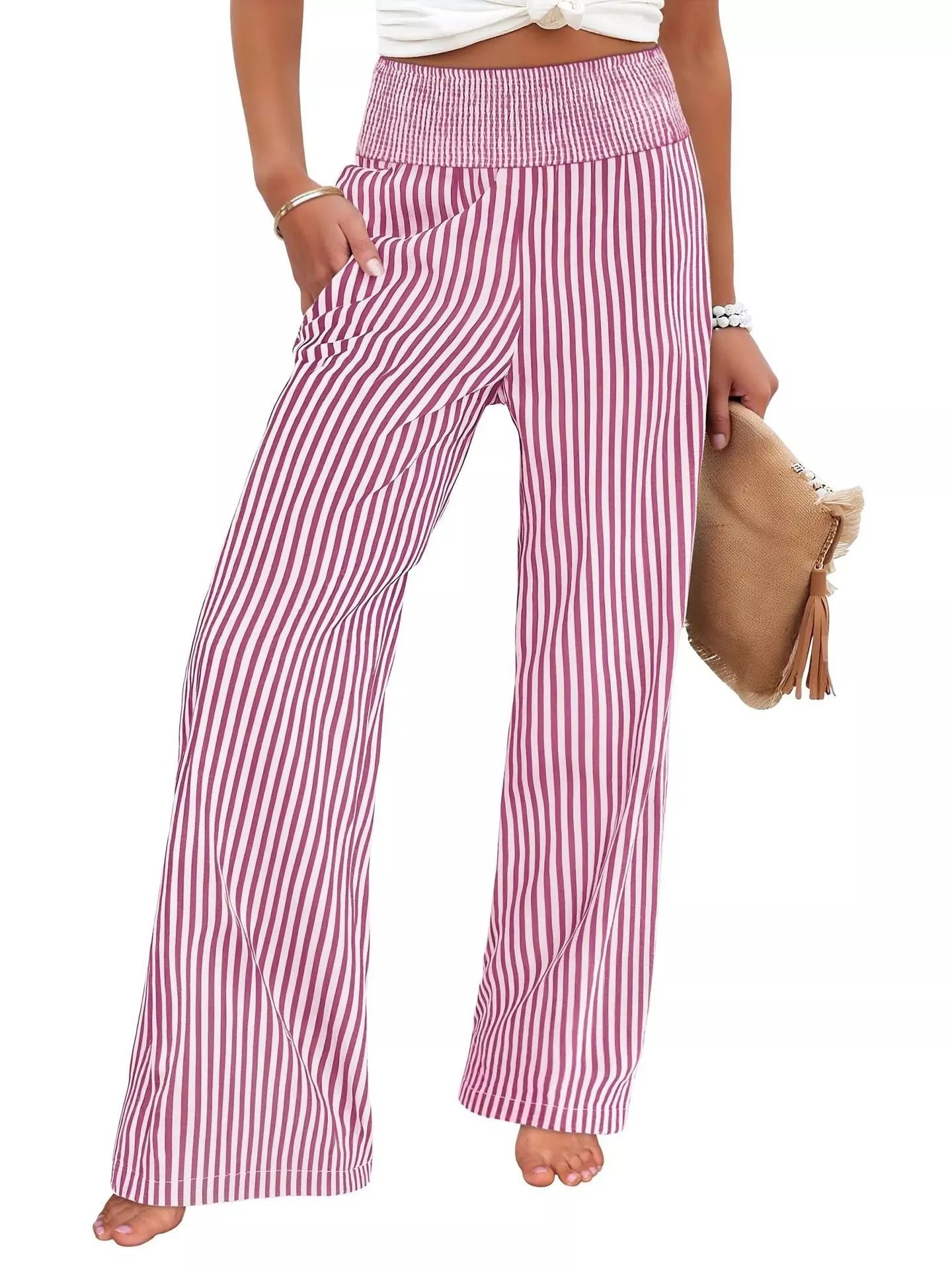 Striped Wide-Leg Pants