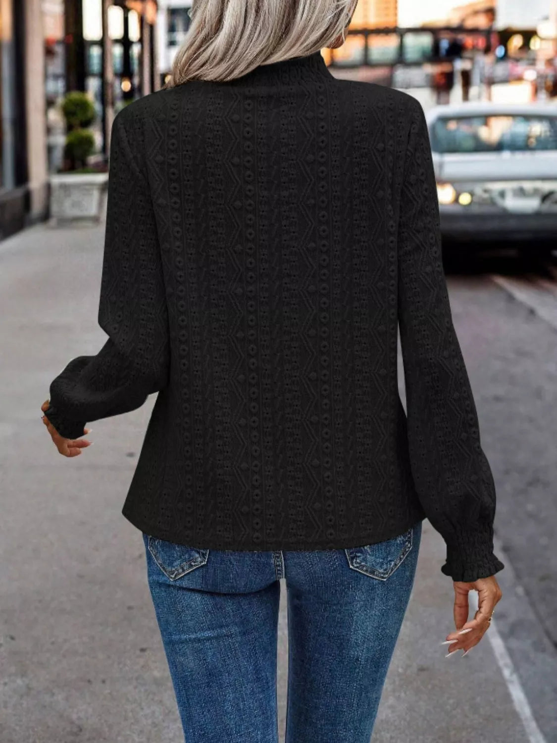 Eyelet Long Sleeve Blouse
