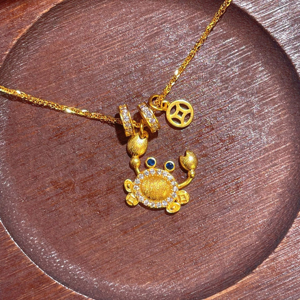 18K Gold-Plated Crab Pendant Necklace