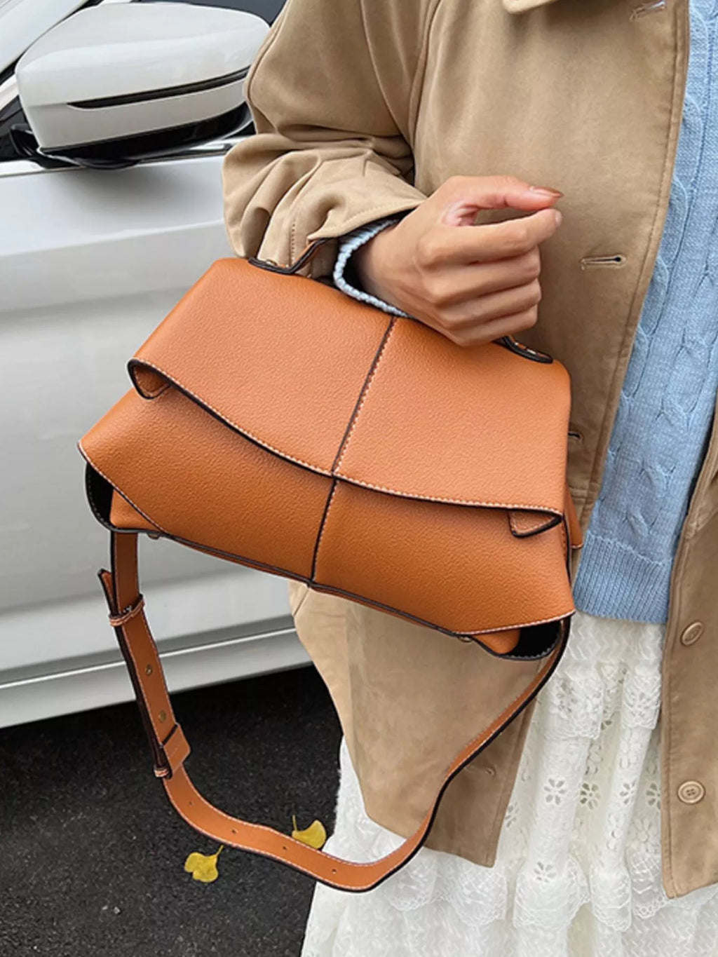 Geometric Flap Shoulder Bag