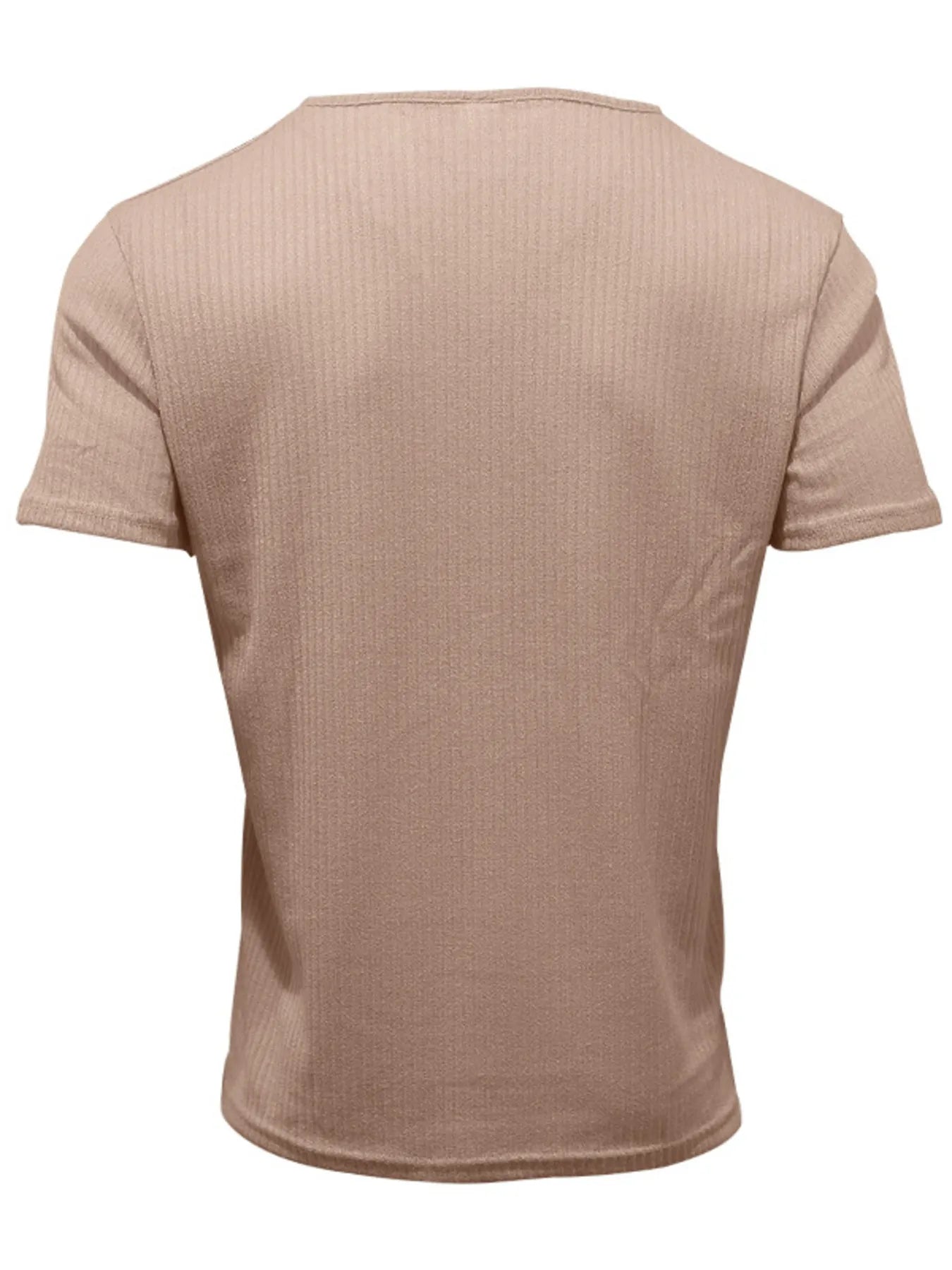 Men's Full Size Ribbed V-Neck T-Shirt Plus Size