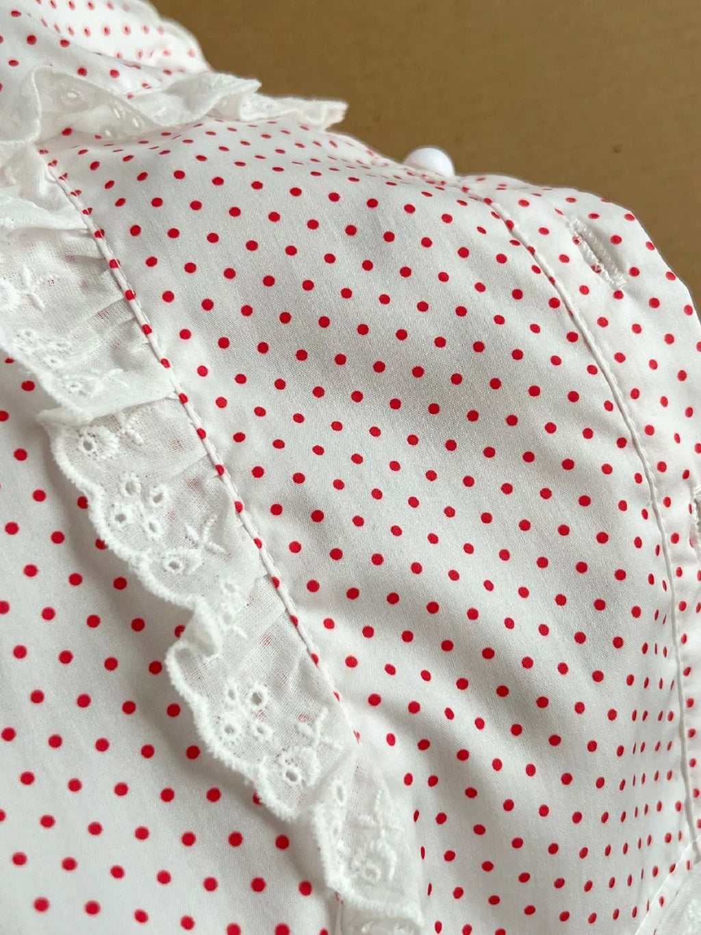 Polka Dot Lace Trim Blouse
