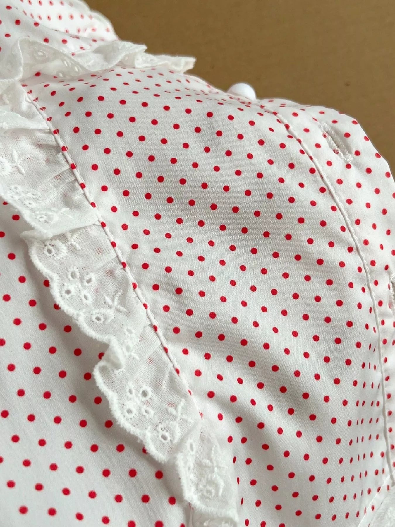 Polka Dot Lace Trim Blouse