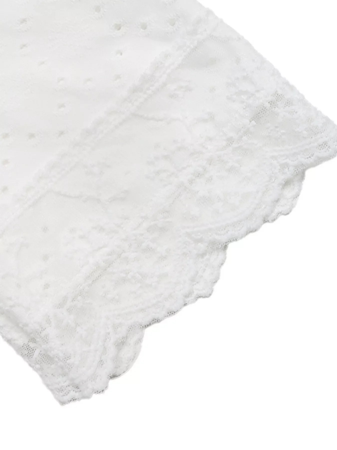 Eyelet Lace Trim Short Sleeve Shirt