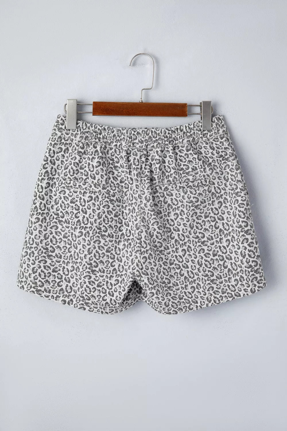 Leopard Print Elastic Waist Denim Shorts