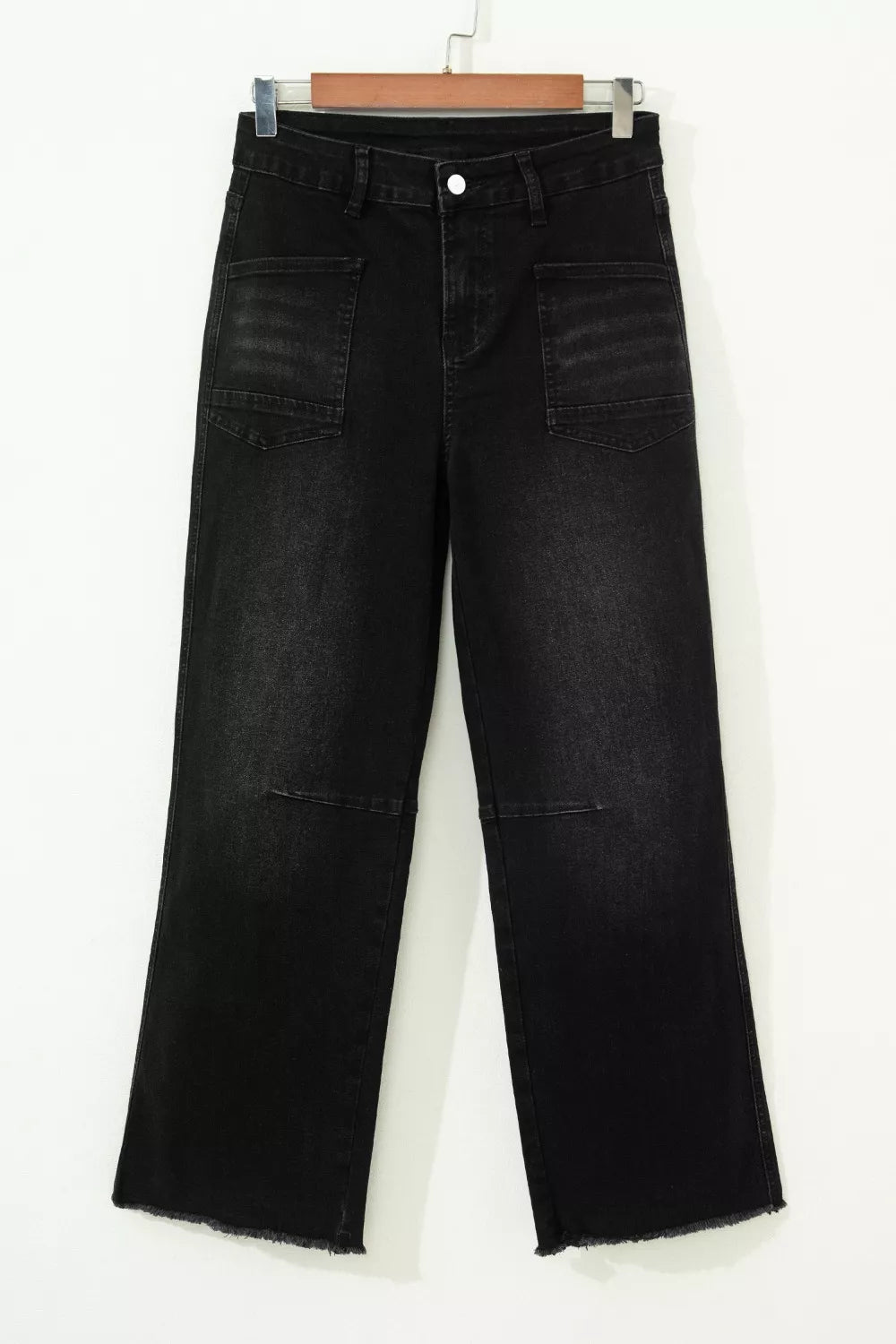 Frayed Cropped Straight Jeans