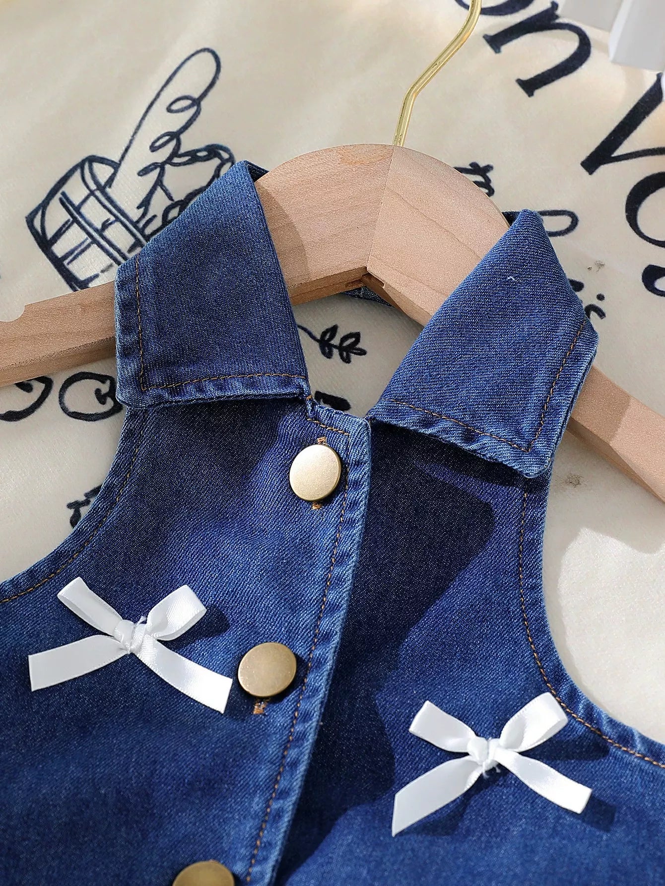 Children's Button UP Vest and Skirt Denim Set