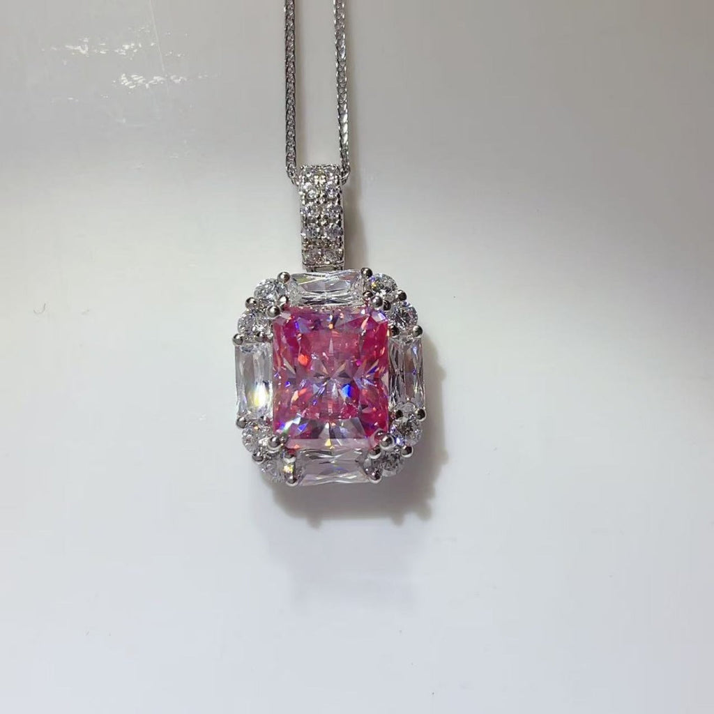 5 Carat Moissanite 925 Sterling Silver Pendant Necklace