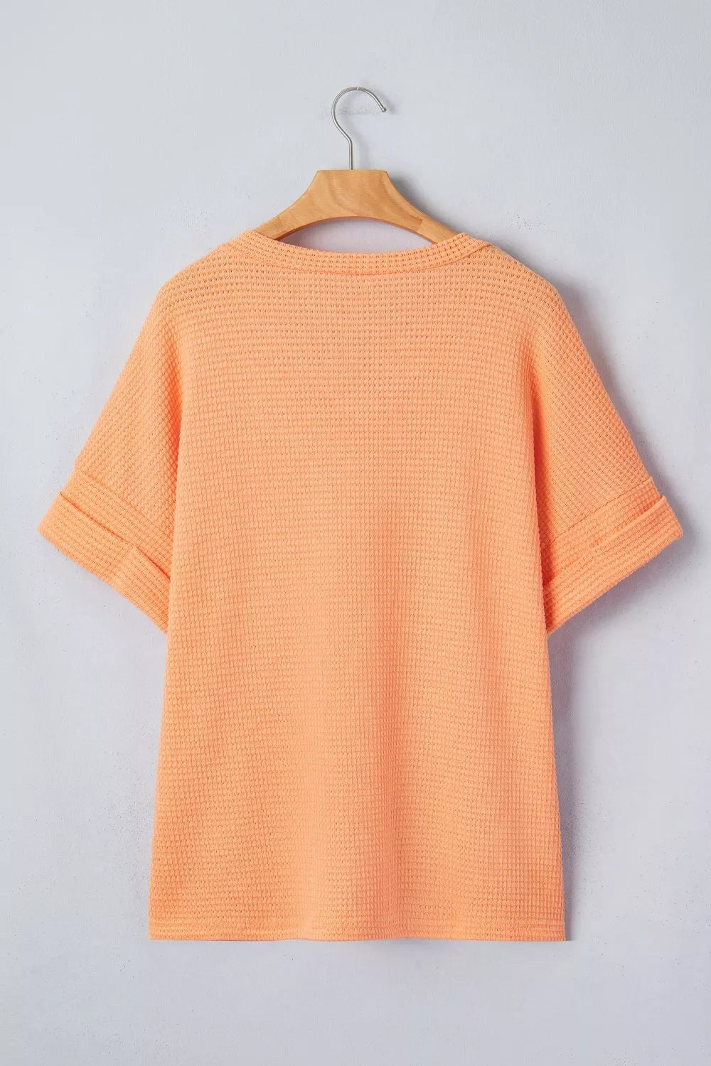 Textured Waffle Knit V-Neck T-Shirt