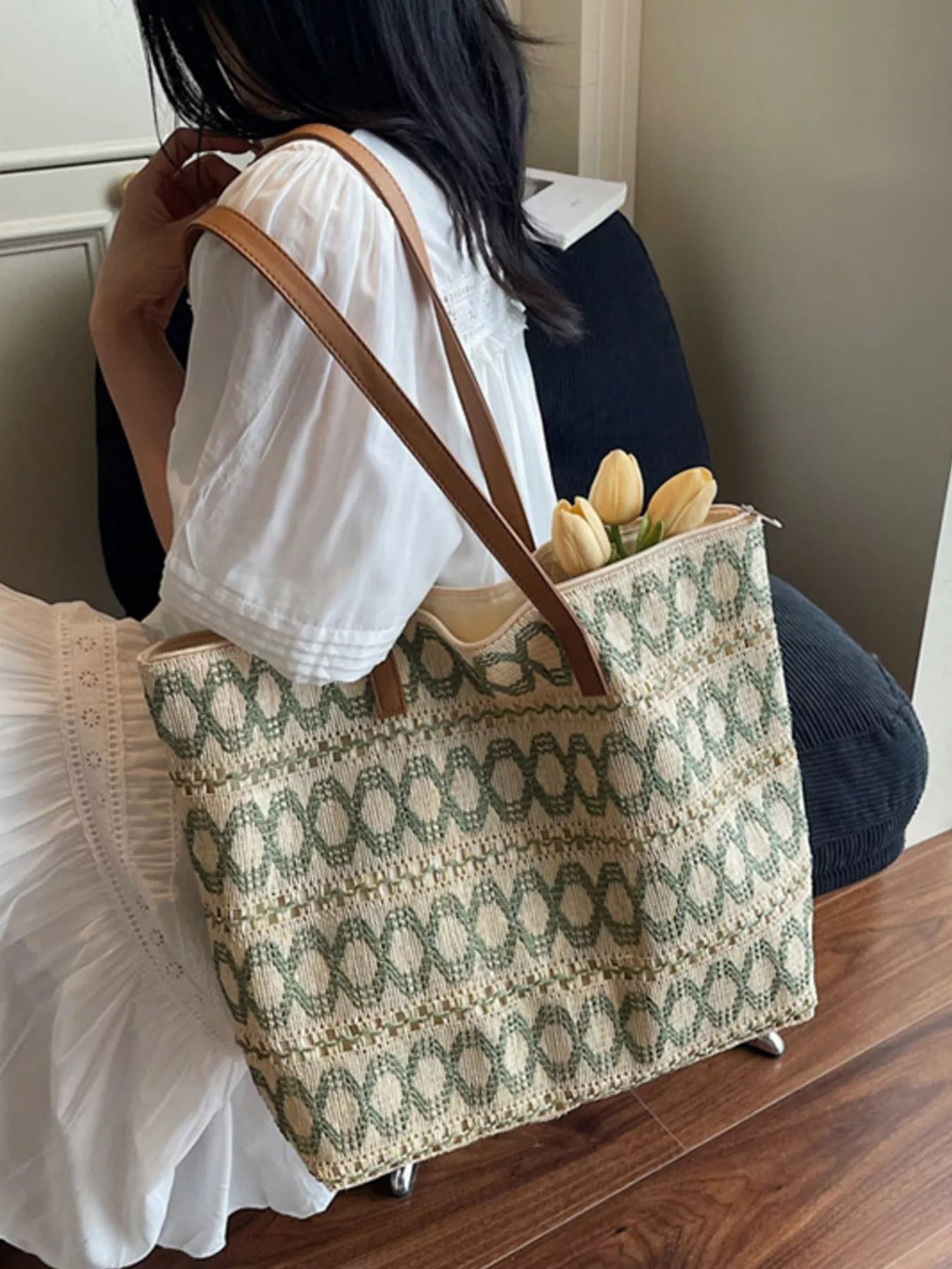 Woven Pattern Shoulder Bag