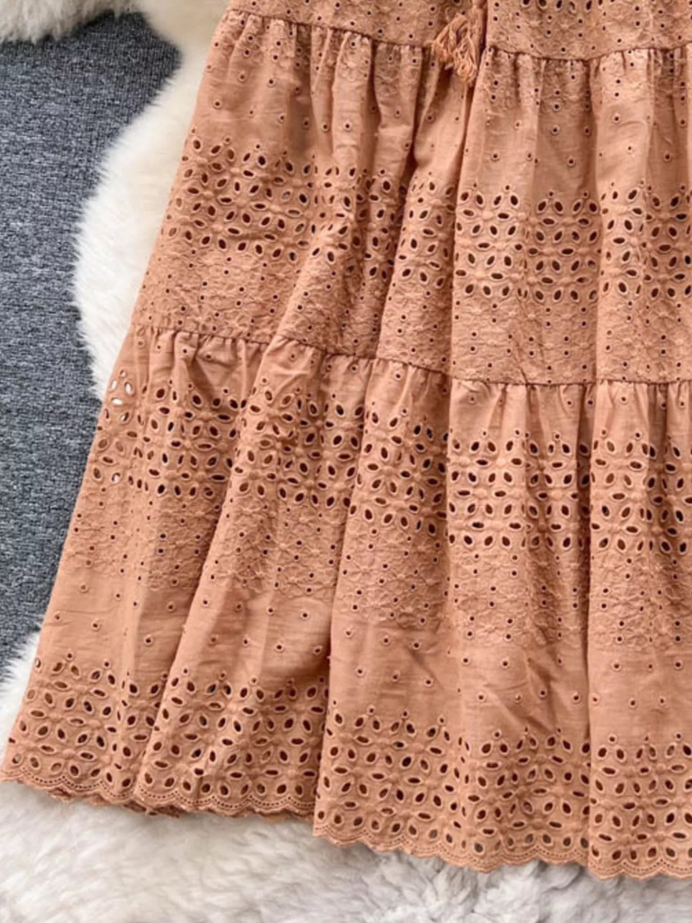 Eyelet Tiered Maxi Skirt