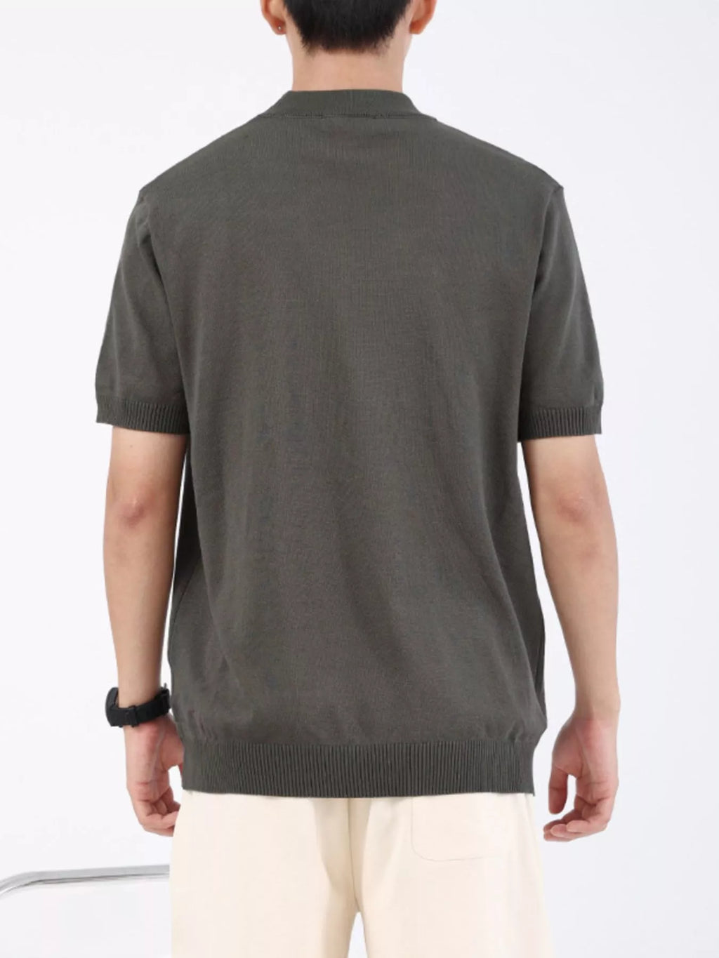 Men's Plus Size Mock Neck Knitted T-Shirt