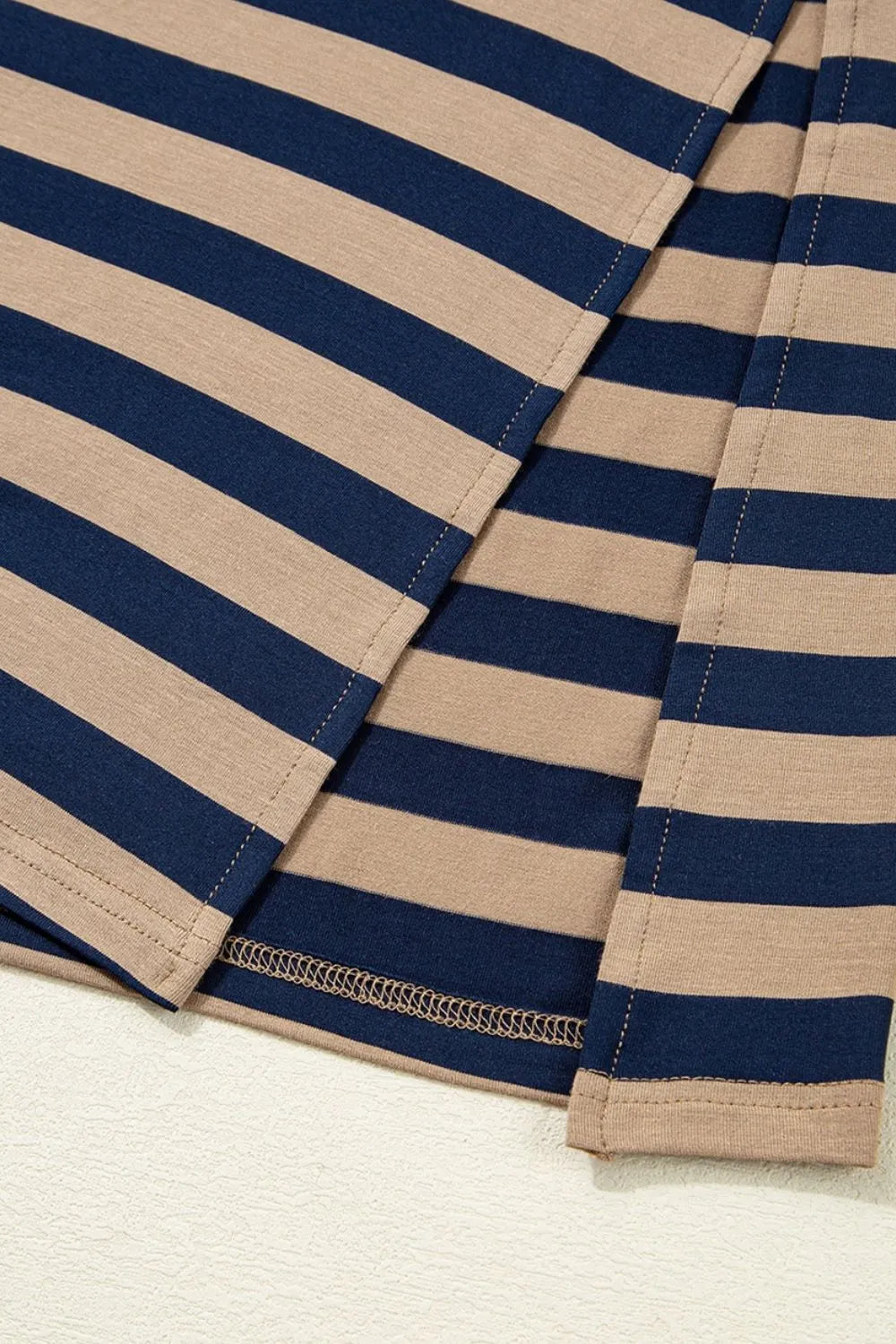 Casual Striped V-Neck Midi T-Shirt Dress