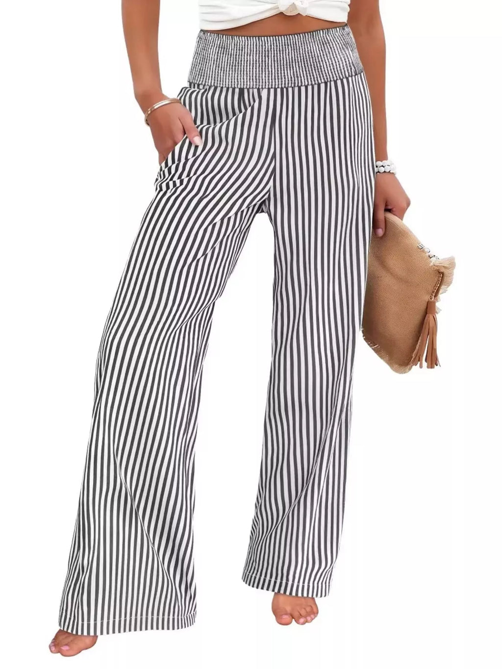 Striped Wide-Leg Pants