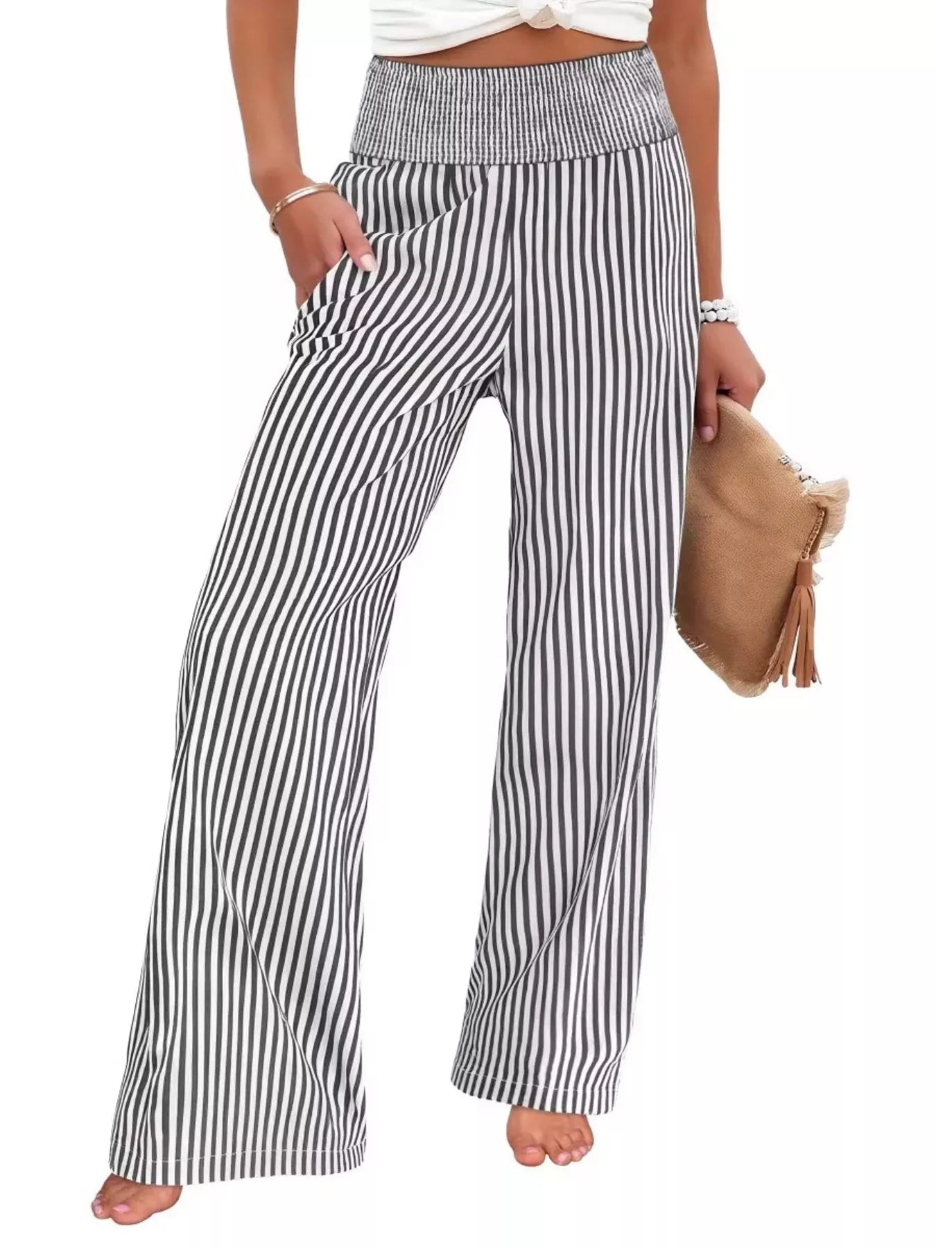 Striped Wide-Leg Pants