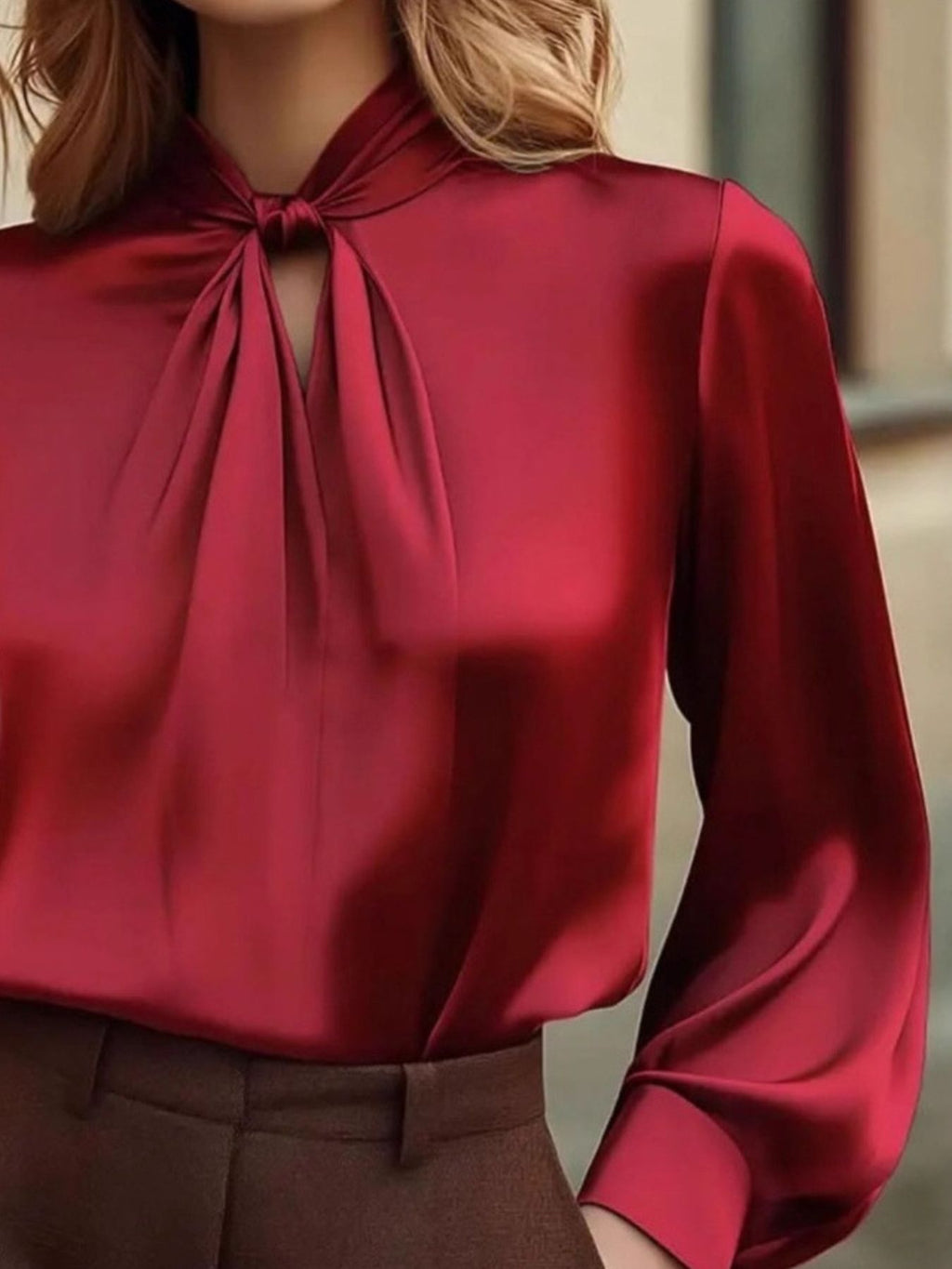 Satin Cutout Front Blouse